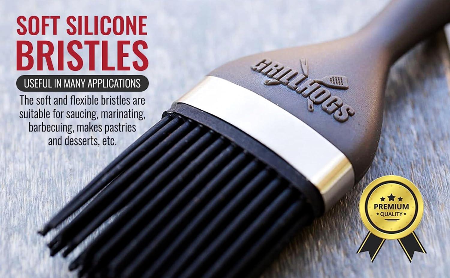 Kitchen Basting Brush, 18/0 Stainless Steel Set of 2 for Grilling & Cooking - 7.5 Inch Precision & 12 Inch Reach Grill Brushes with 480°F Heat Resistant Bristles - Silicone Brush, Pastry, BBQ Brush