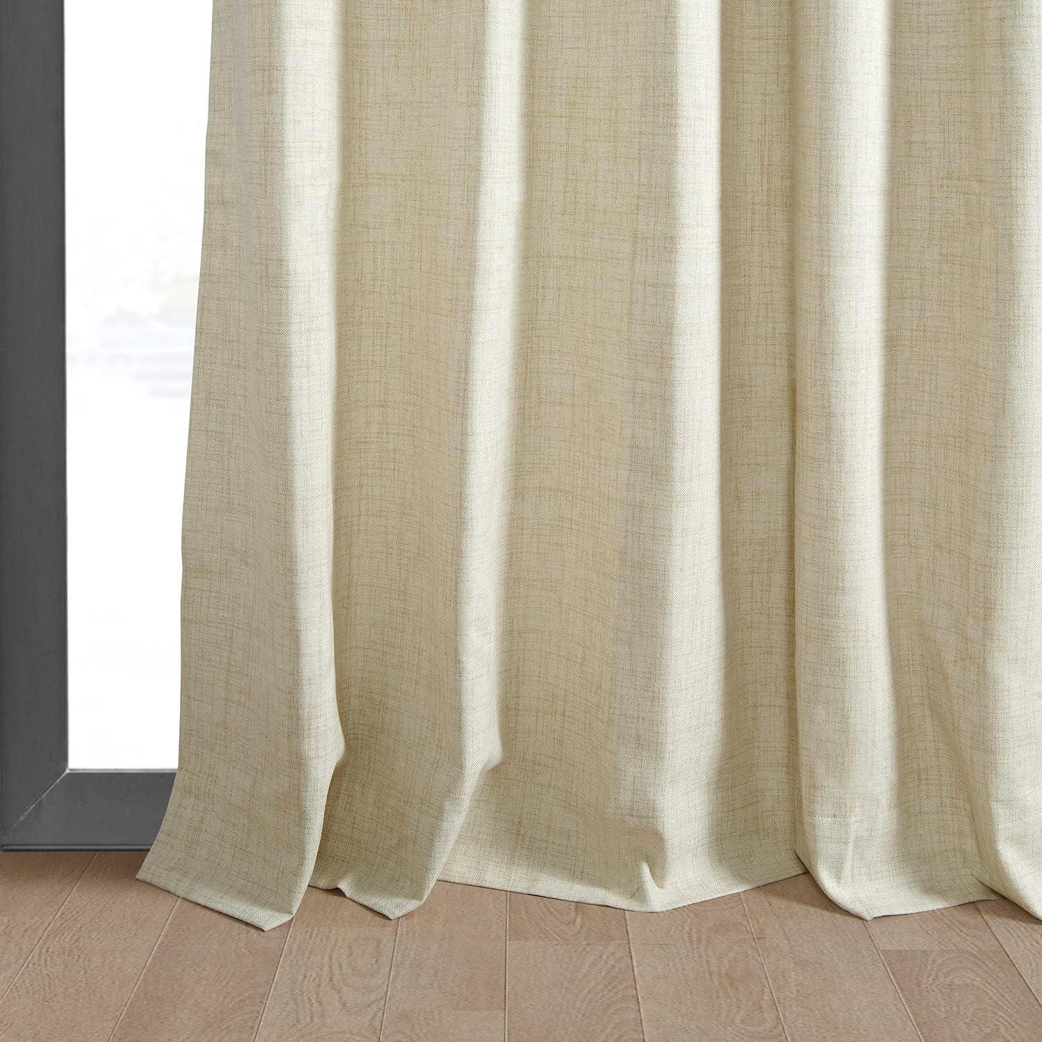 Natural Light Beige Vintage Thermal Cross Linen Weave Blackout Curtain (1 Panel), Natural Light Beige, 50W X 96L