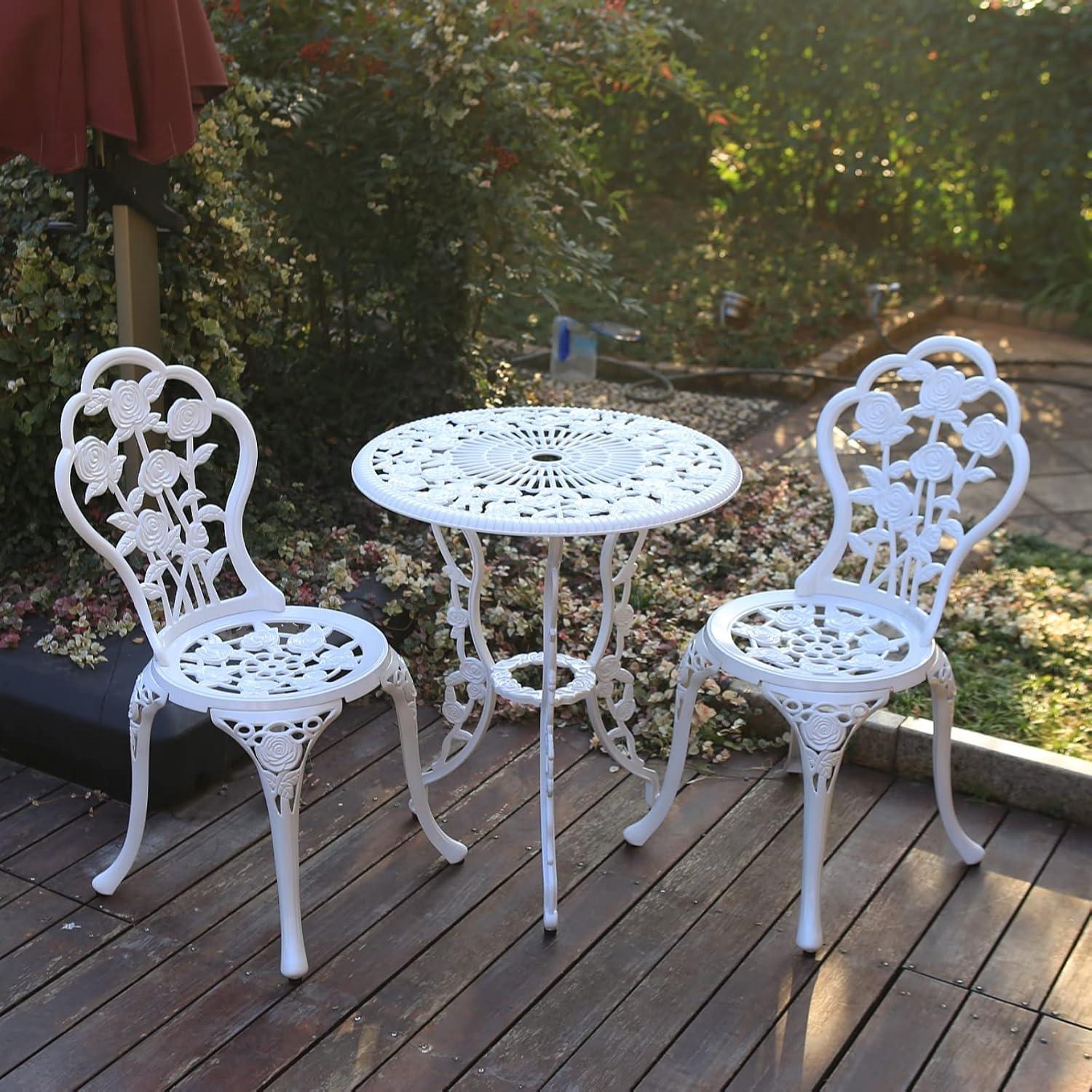 SunnyDaze Decor 2 - Person Metal Patio Dining Set with Round Table
