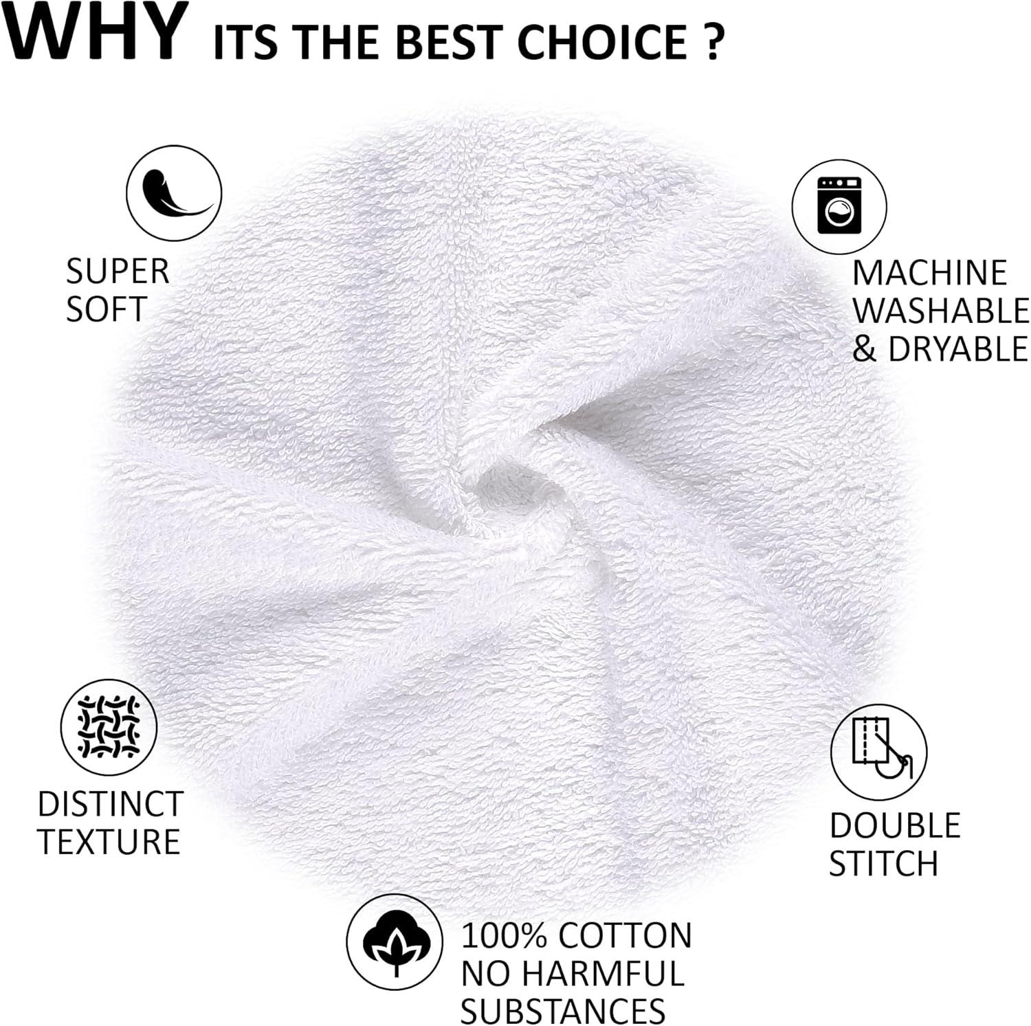 All Design White Bath Towels 27" x 54" Quick-Dry High Absorbent 100% Turkish Cotton Towel for Bathroom, Guests, Pool, Gym, Camp, Travel, Airbnb, College Dorm (White, 4 Pack Bath Towel)