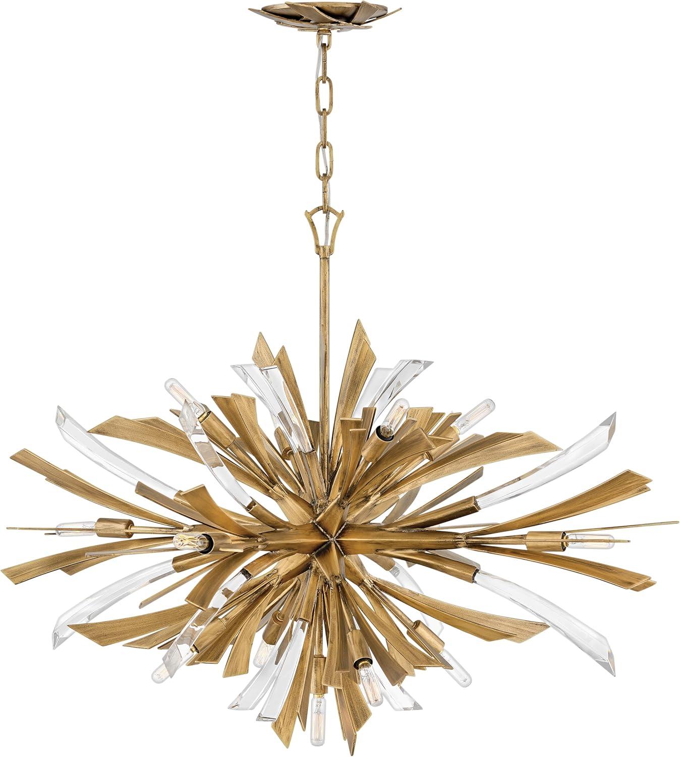 Vida 36" Thirteen-Light Modern Horizontal Hanging Chandelier w/ Crystal Accents