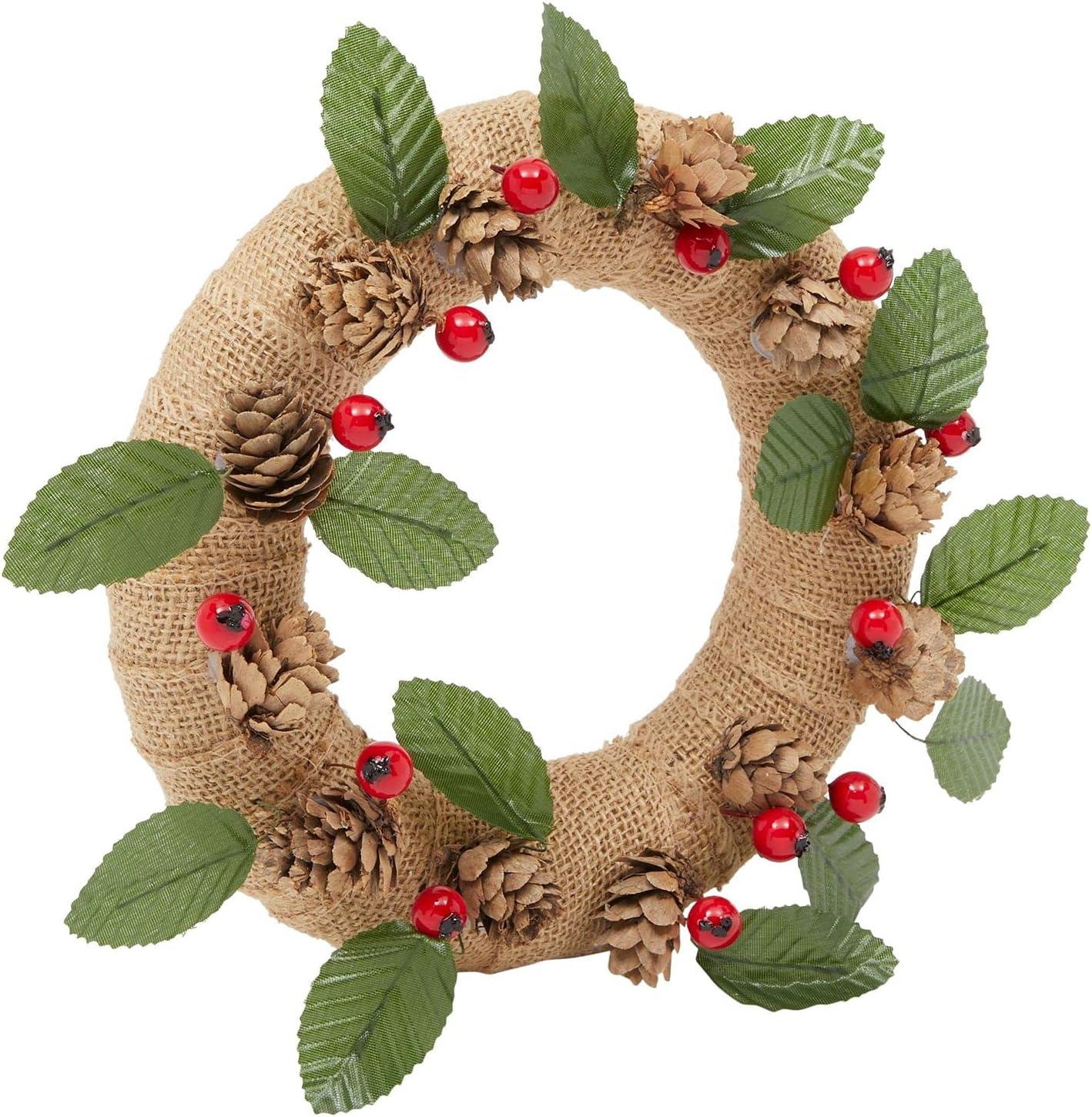 Bright Creations 75 Pieces Craft Foam DIY Wreath Forms, Pinecones, Berries, Leaves, Burlap Ribbon, 8 In