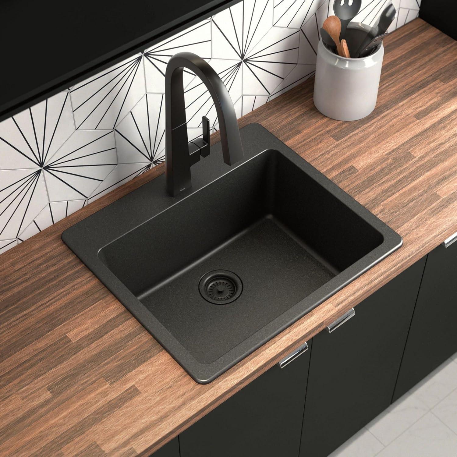 Host 25-inch Granite Dual Mount Single Bowl Sink