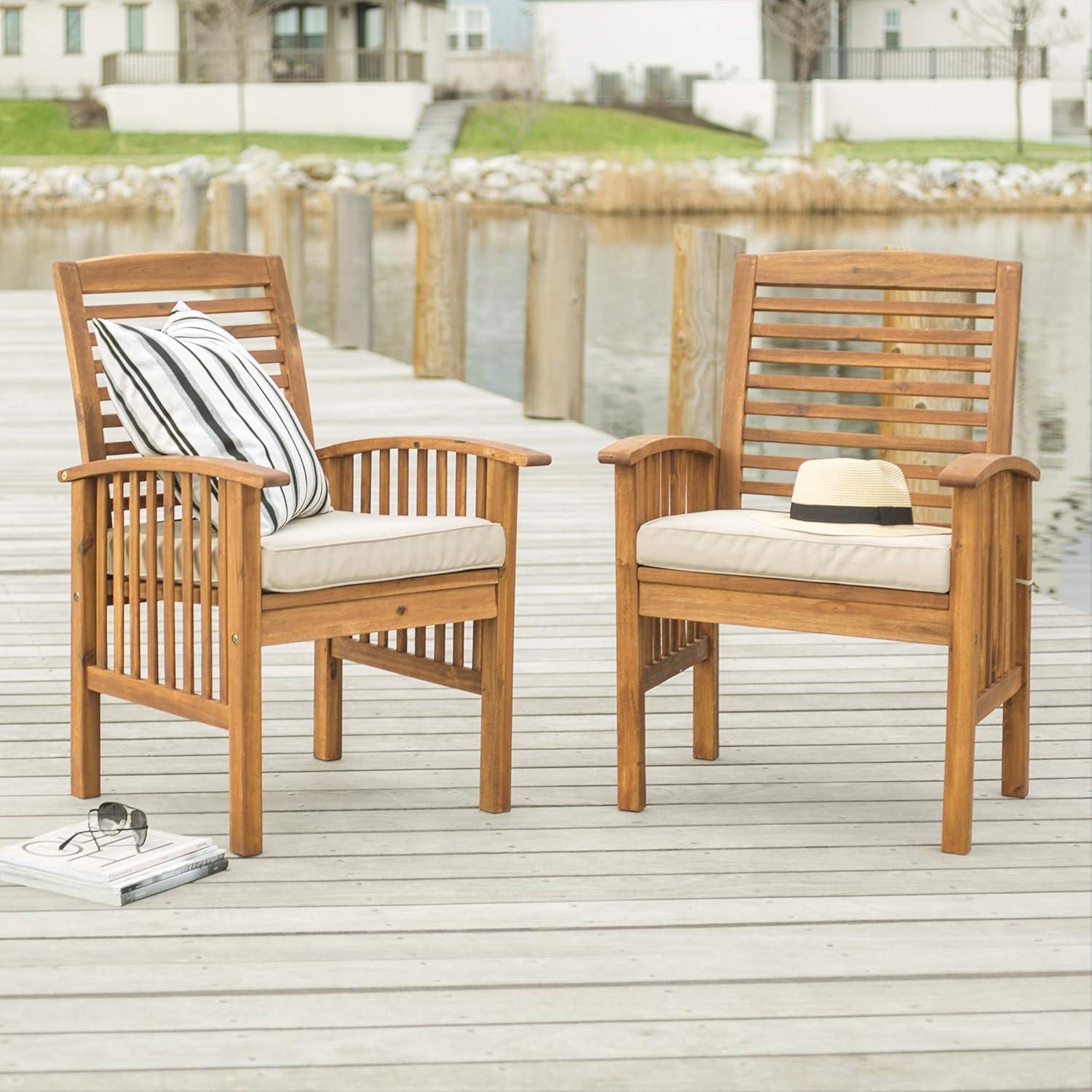 Outdoor Classic Traditional Modern Contemporary Acacia Wood Simple Patio 7-Piece Dining Set - Brown