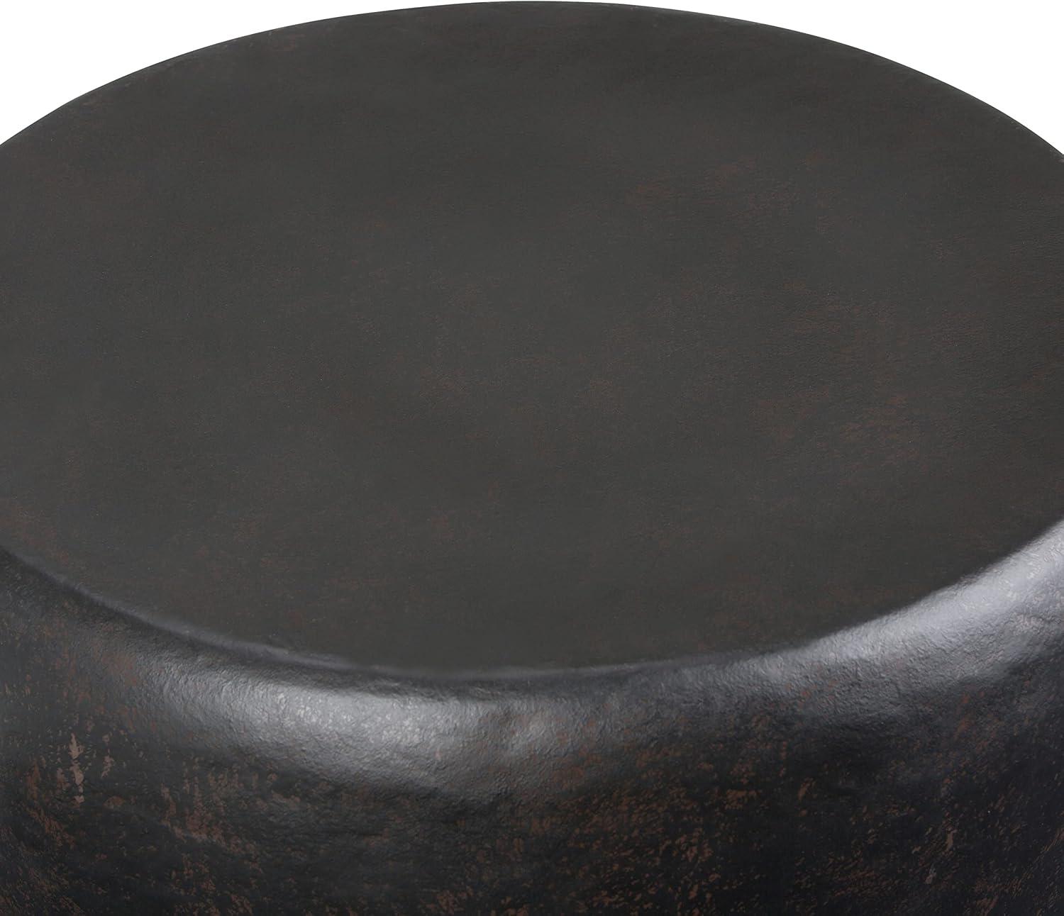 Rustic Bronze 20" Industrial Drum Accent Side Table