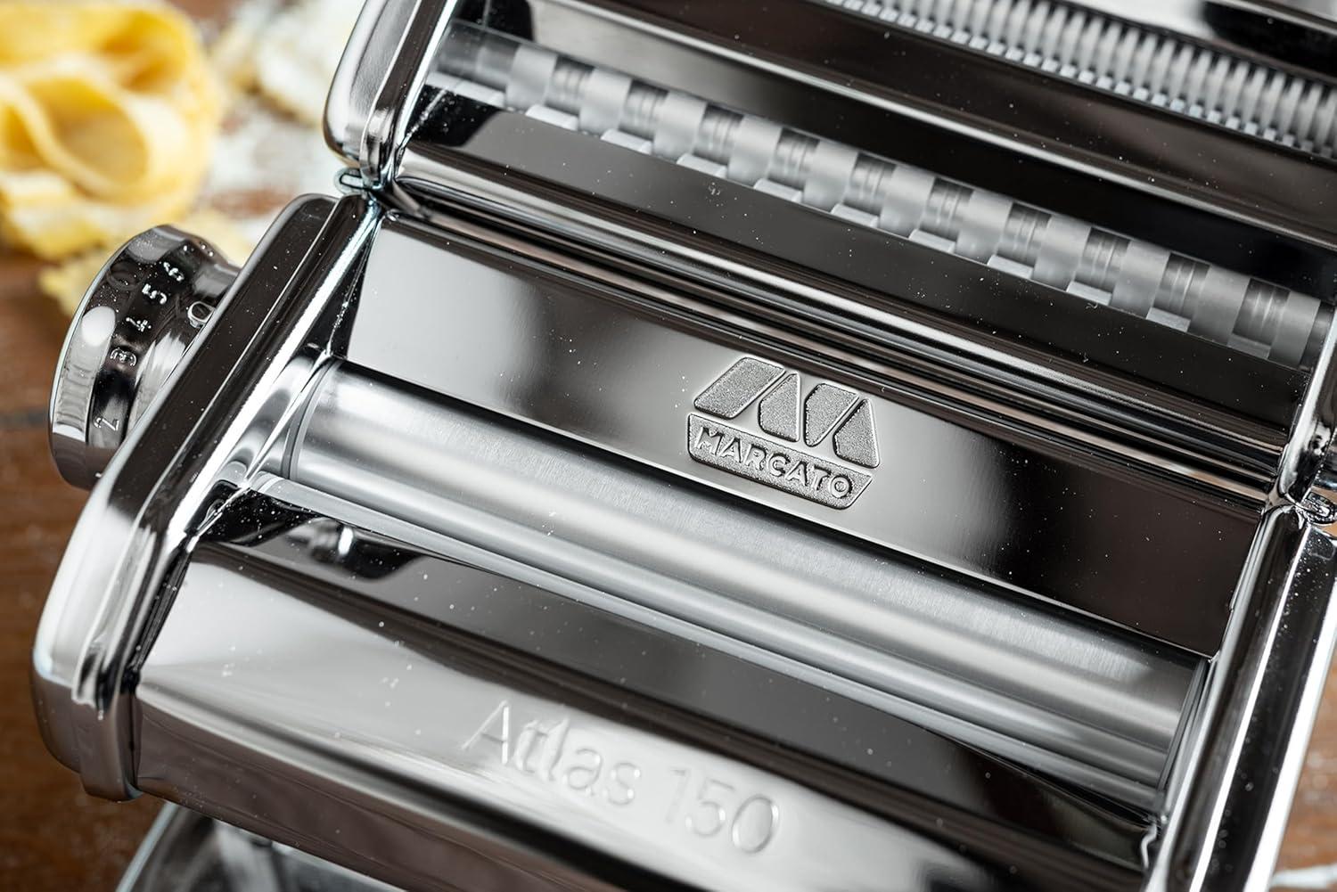 Marcato Atlas 150 Pasta Machine with Cutter and Hand Crank, Made in Italy