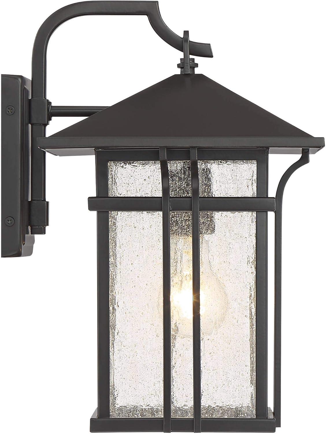 John Timberland Syon Mission Outdoor Wall Light Fixtures Set of 2 Painted Bronze Lantern 14" Clear Seeded Glass for Post Exterior Barn