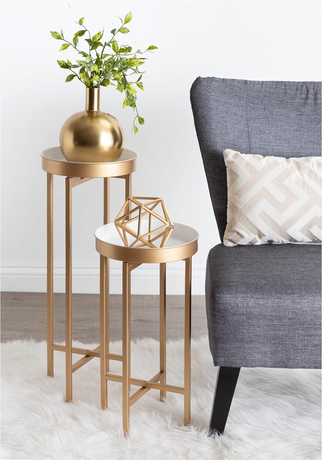 Kate and Laurel Celia Round Metal Nesting Table, 2 Piece, Black