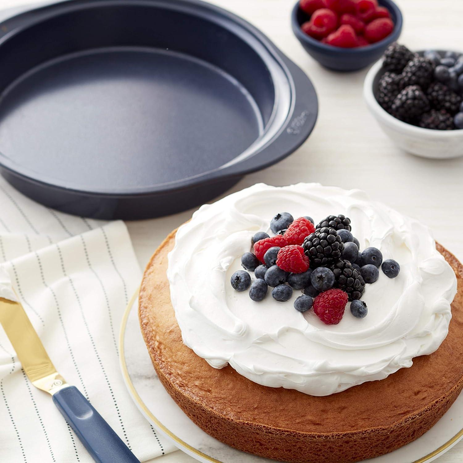 Wilton Non-Stick Diamond-Infused Navy Blue Round Baking Pan, 9-inch