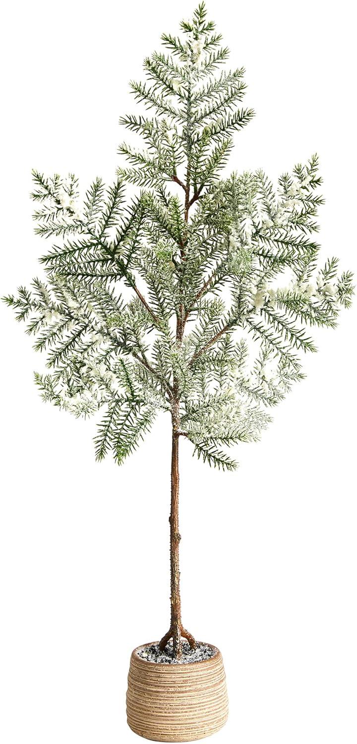 Nearly Natural 2.92-ft Frosted Pine Artificial Christmas Tree in Decorative Planter