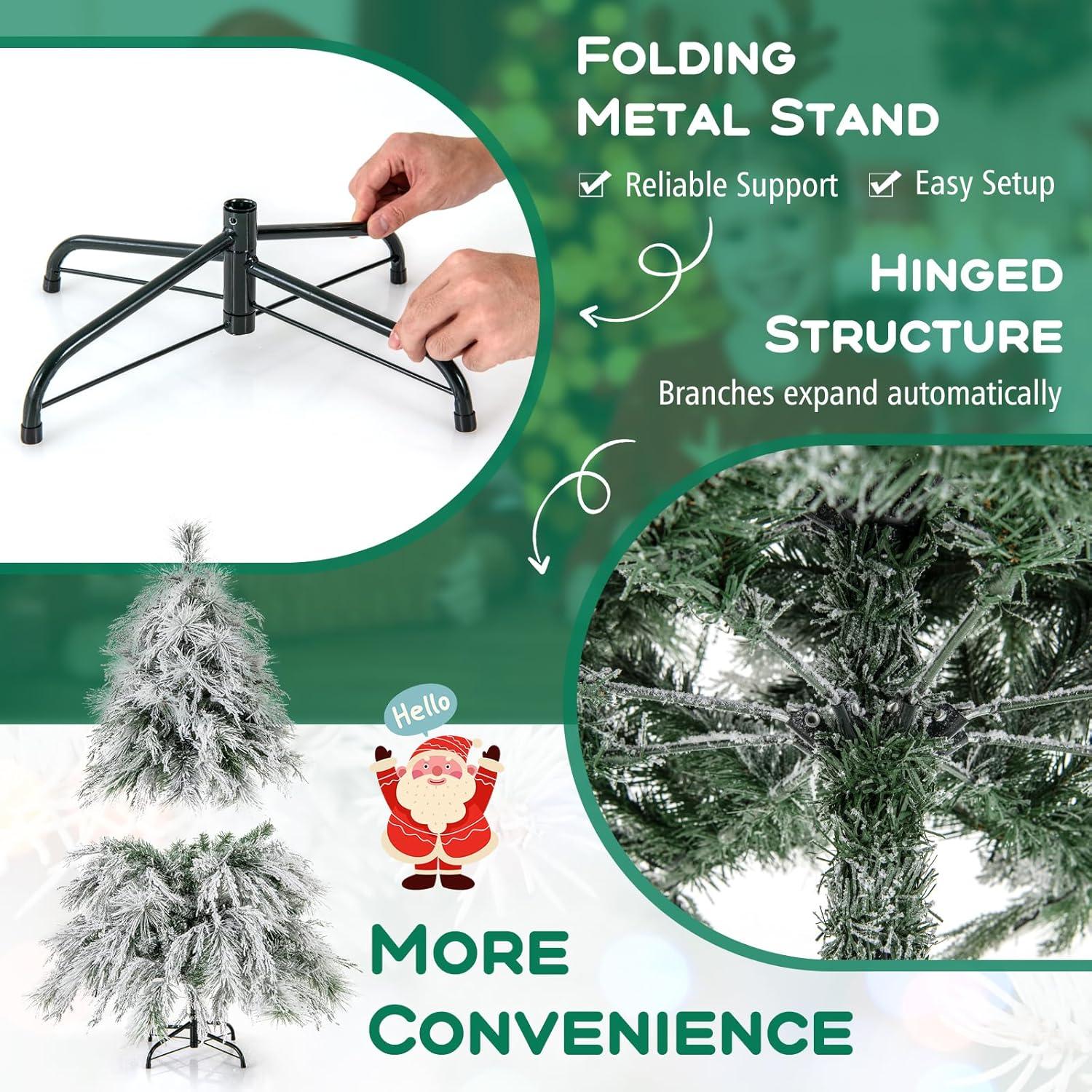 Costway 4.5 FT Pre-Lit Artificial Christmas Tree with 279 PVC & Pine Needles & PE Tips