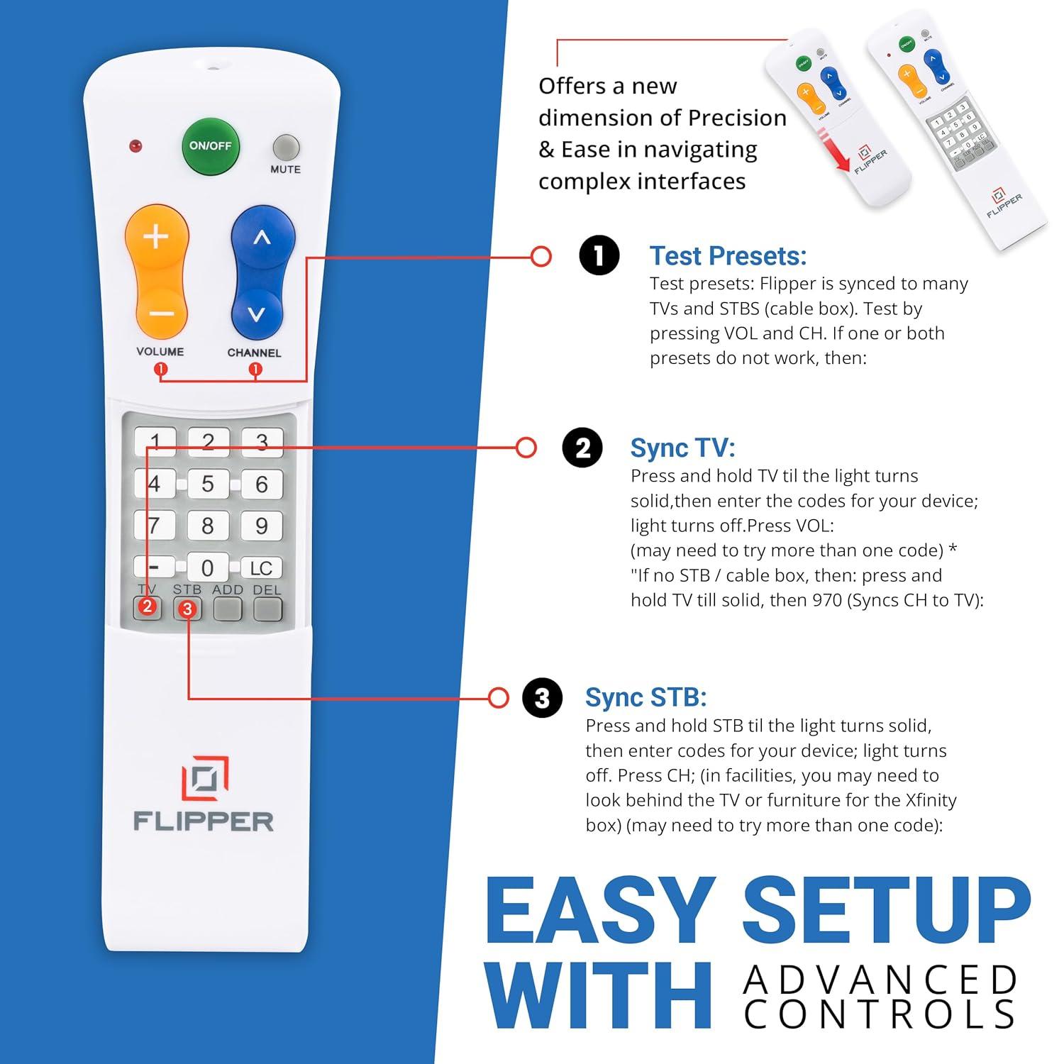 Flipper Big Button Remote (A22 V.2) Remote Control, 1 Count, 1 Pack