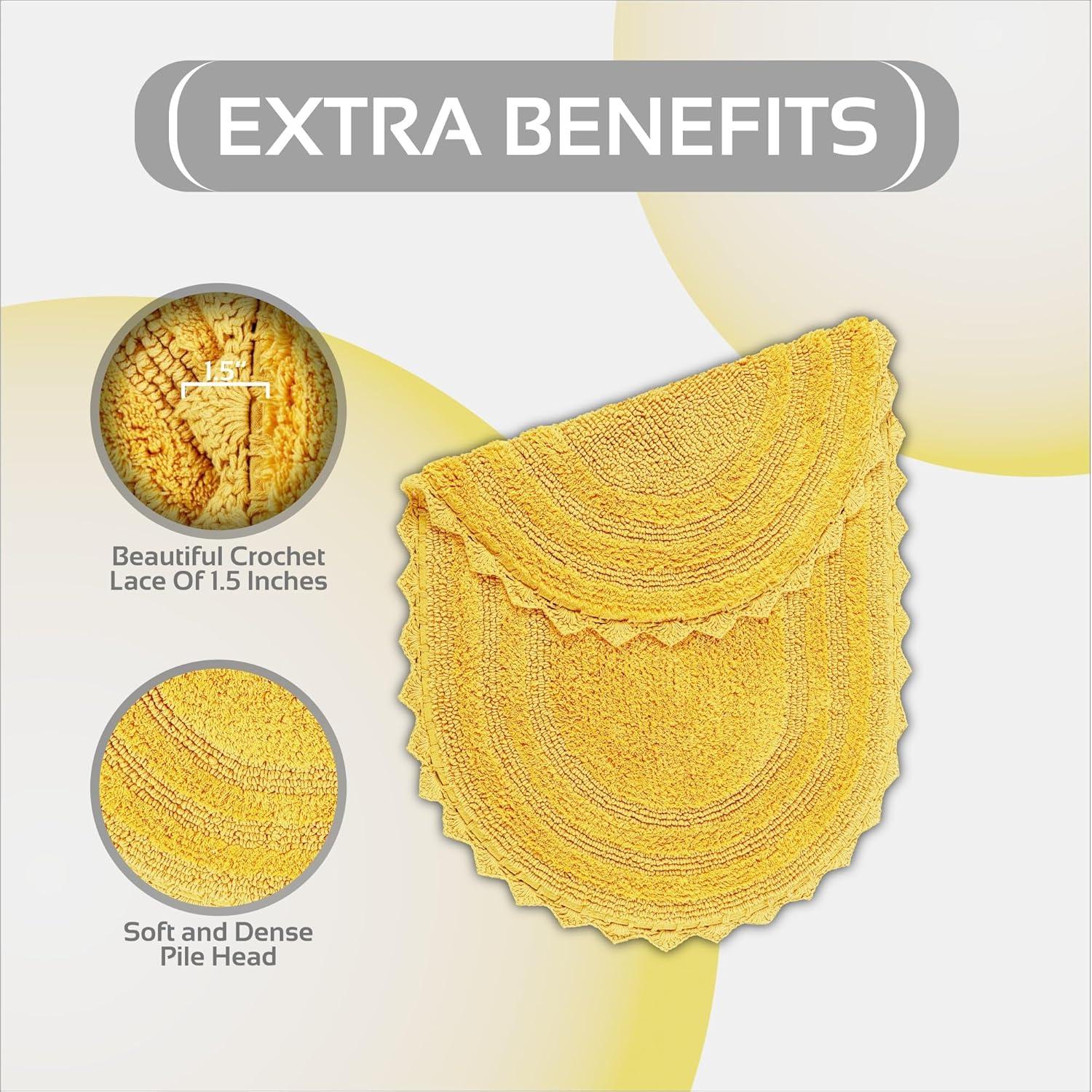 Better Trends Lilly Crochet 100% Cotton Tufted Reversible Bath Rug 20" x 32" Oval - Yellow
