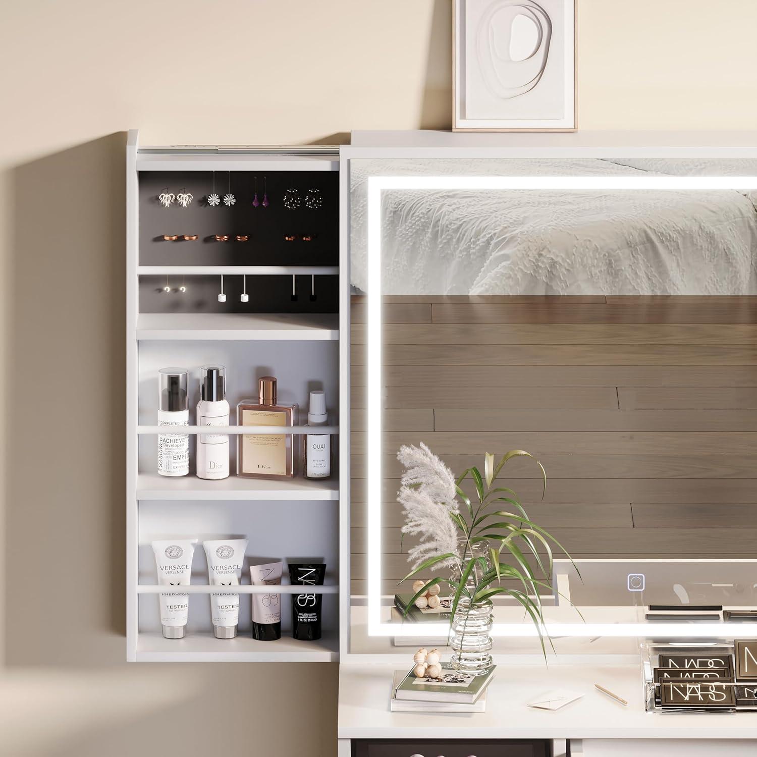 Vanity Desk with Lighted Mirror,Makeup Table with 7 Drawers,Wildhome Brand,Adult Age Group