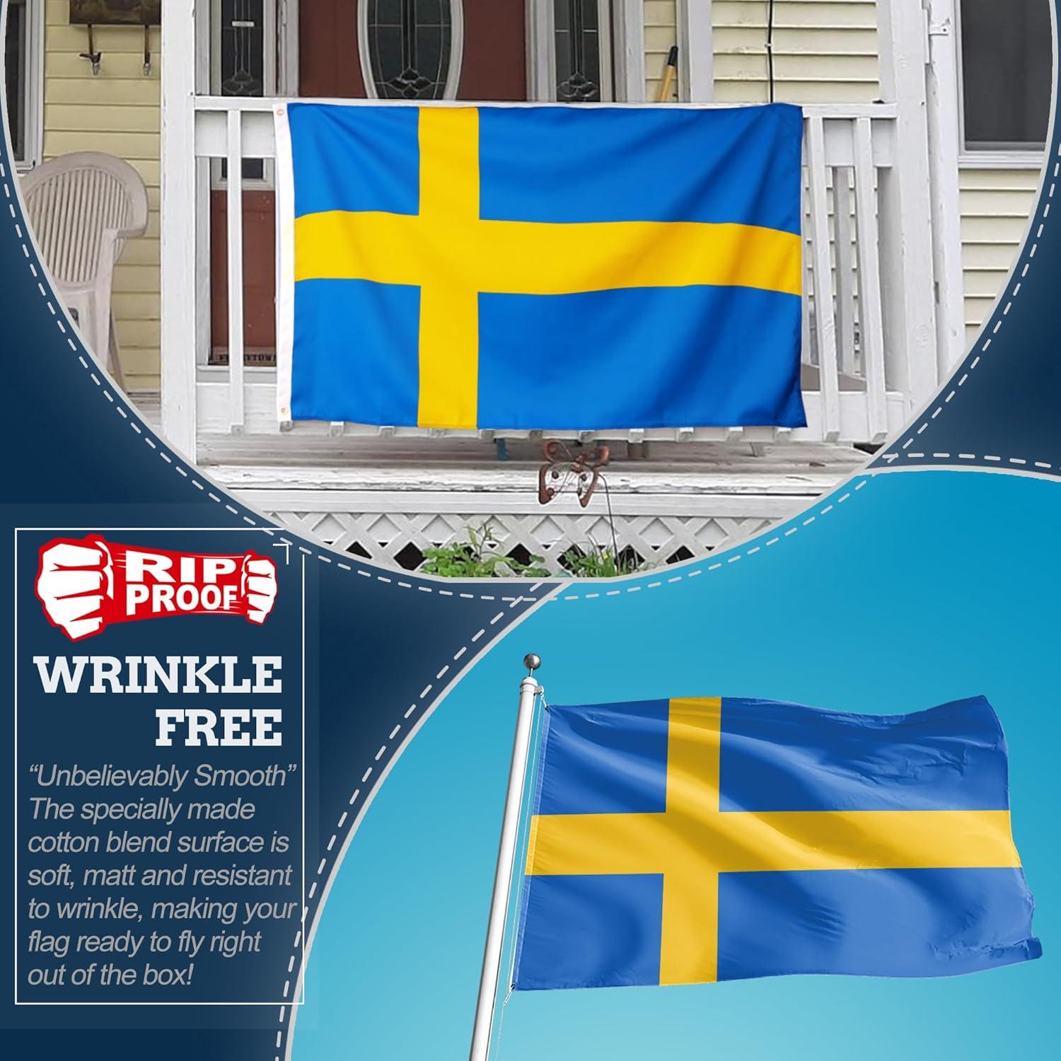 Rip-Proof Double Sided 3-Ply Sweden Flag 3x5 Foot