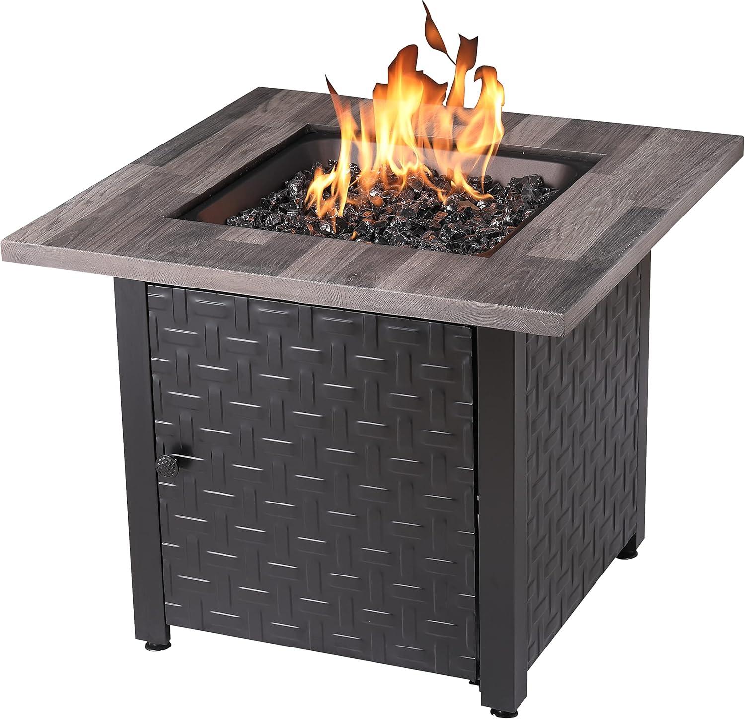 Black and Grey Steel Gas Fire Pit Table