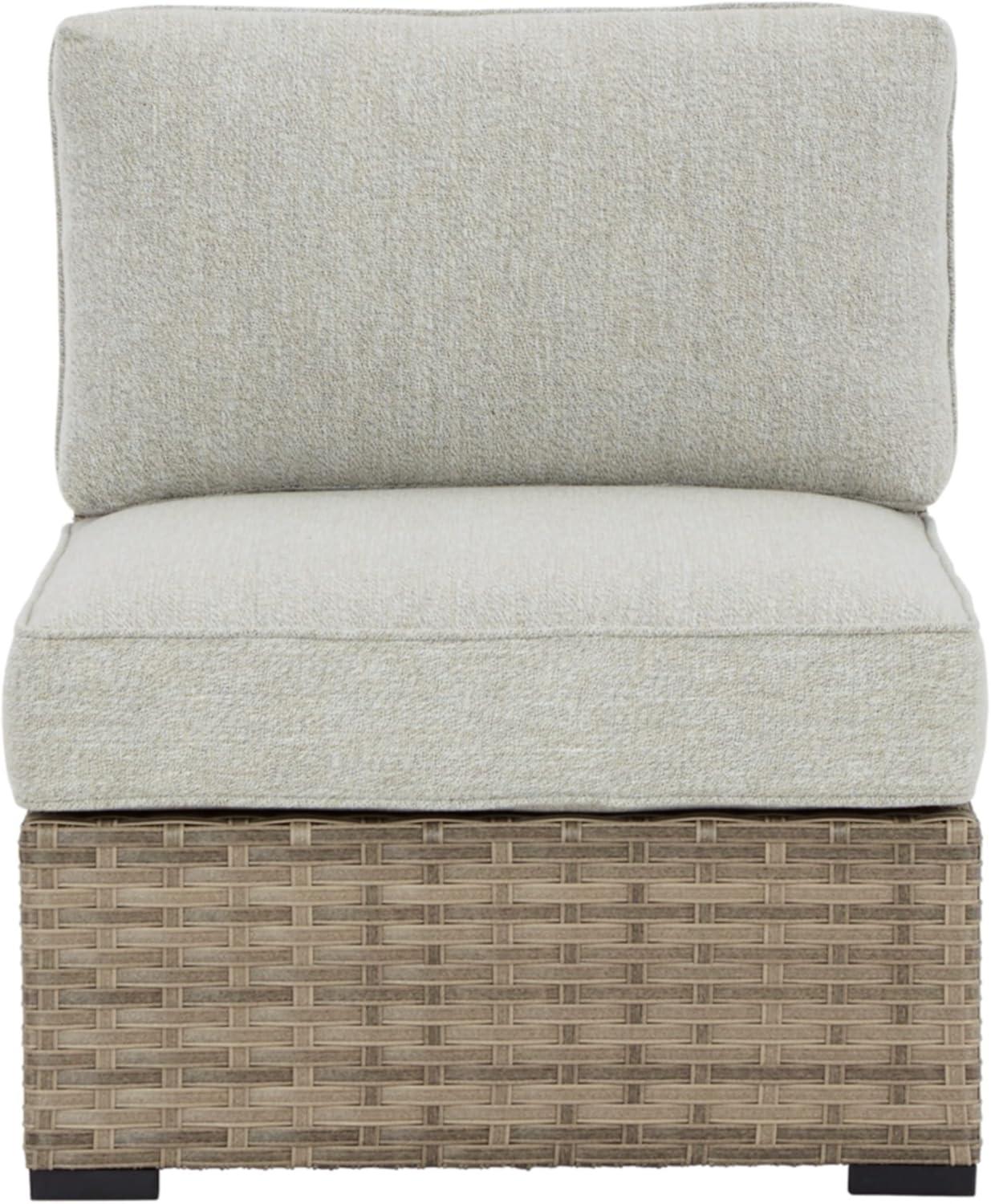 Signature Design by Ashley Contemporary Calworth Outdoor Armless Chair with Cushion (Set of 2)  Beige