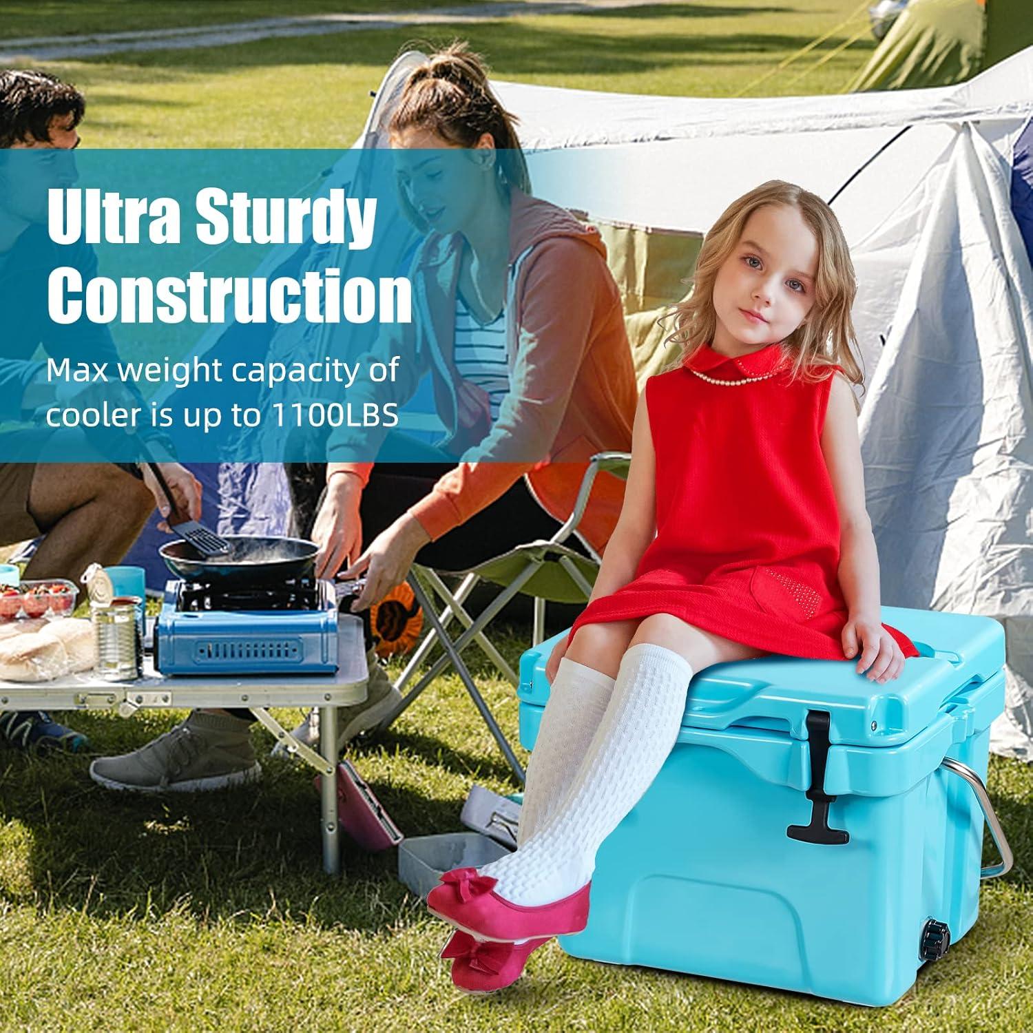 Costway 16 Quart Cooler Portable Ice Chest Leak-proof 24 Cans Ice Boxfor Camping