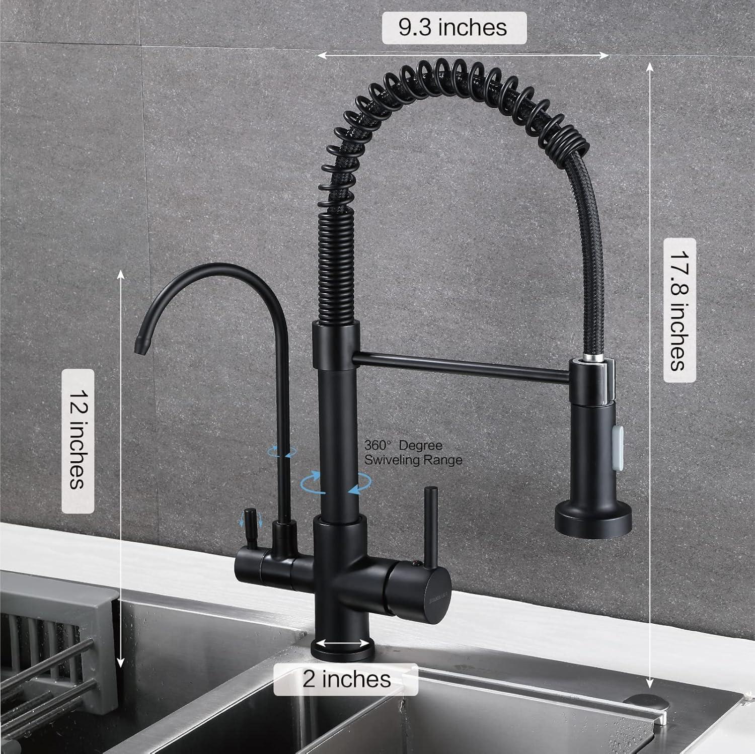 Matte Black Dual Handle Pull Down Kitchen Faucet with Sprayer