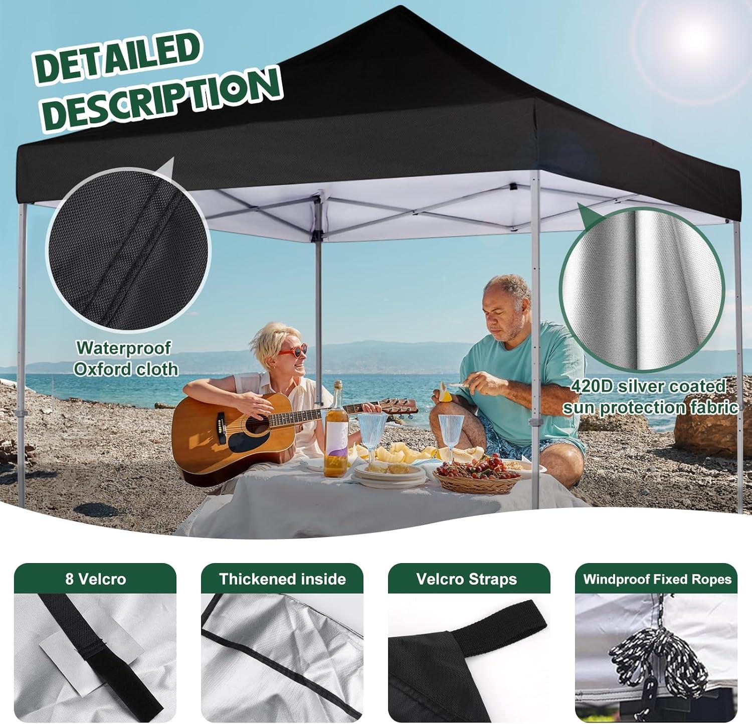 Black 8x8 Waterproof Pop-Up Canopy Replacement Top