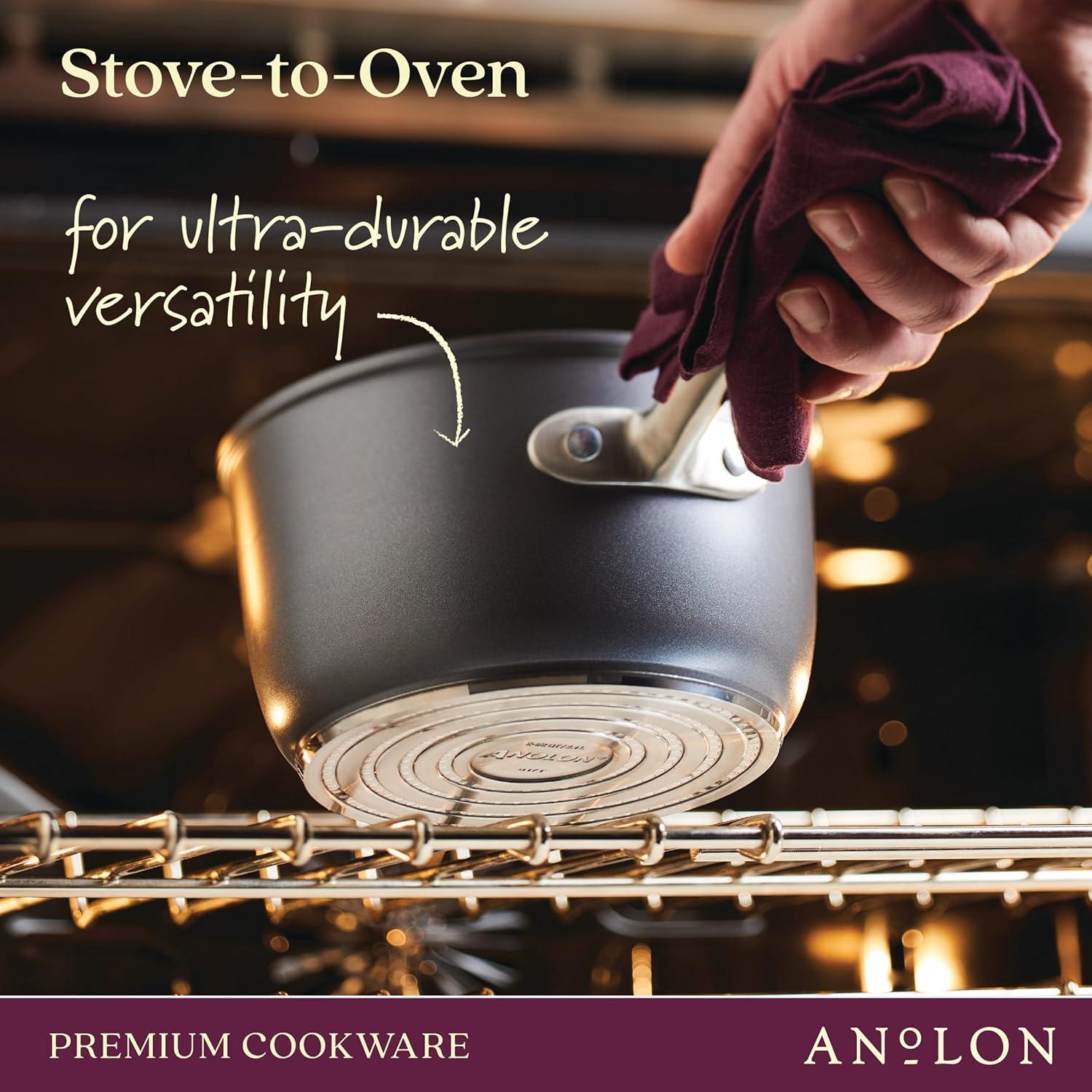 Anolon Anolon Accolade Forged Hard Anodized Nonstick Induction Sauce Pan with Lid, 2.5 Quart