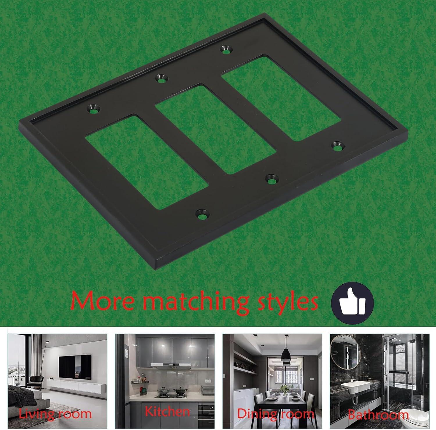 Matte Black Triple Gang Modern Wall Plate Cover