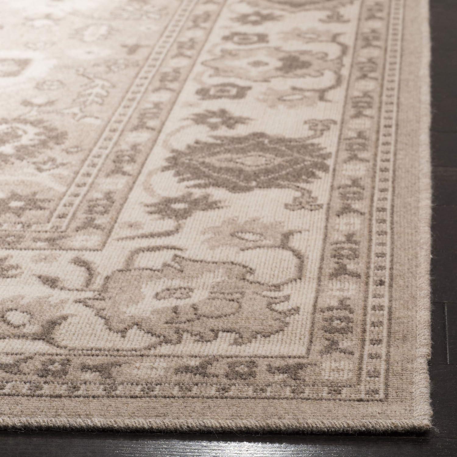 Taupe and Natural 3' x 5' Traditional Wool Blend Area Rug