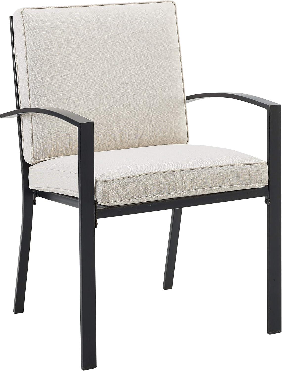 Kaplan Outdoor Dining Chairs with Cushions, Set of 2, Oatmeal and Bronze