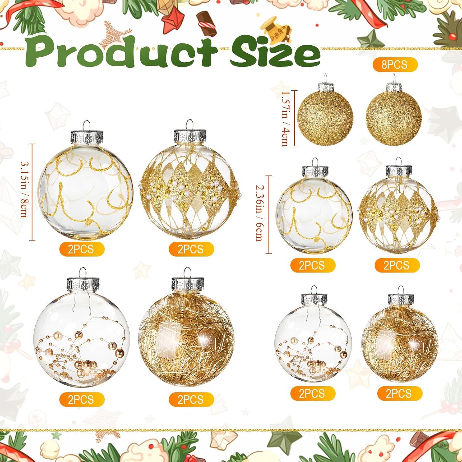 Set of 24 Mini Shatterproof Christmas Balls Tree Ornaments Party Decoration, 3cm/1.1inch gold 3cm