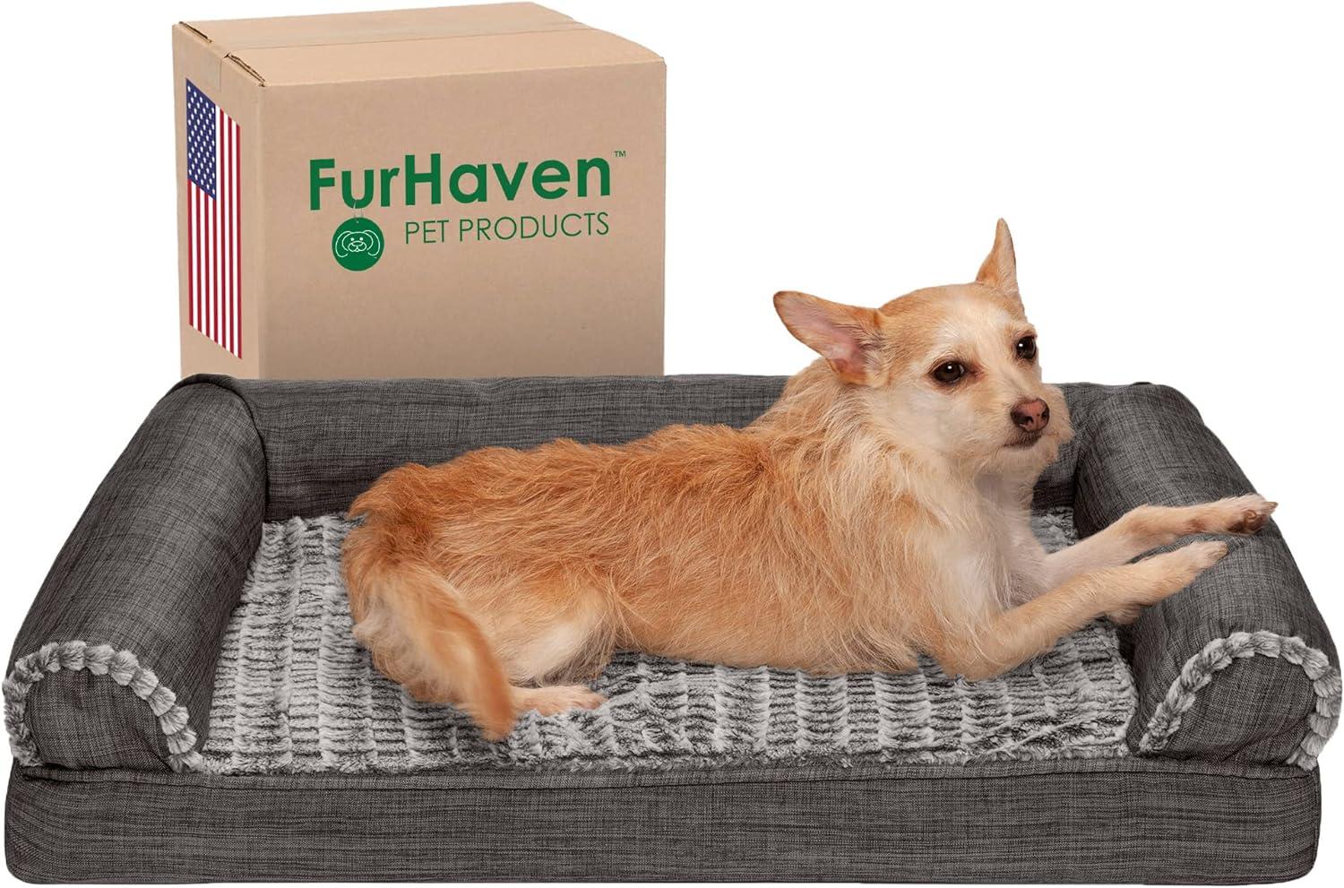 FurHaven Luxe Fur & Performance Linen Sofa Bed