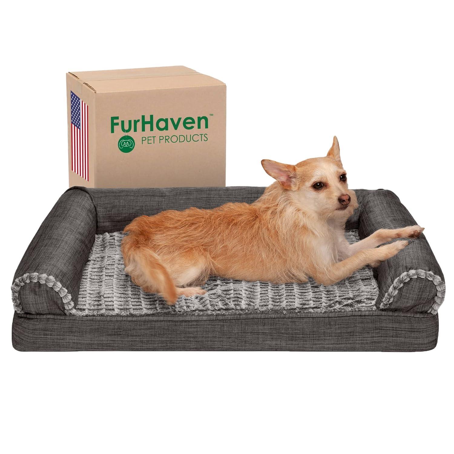 FurHaven Luxe Fur & Performance Linen Sofa Bed