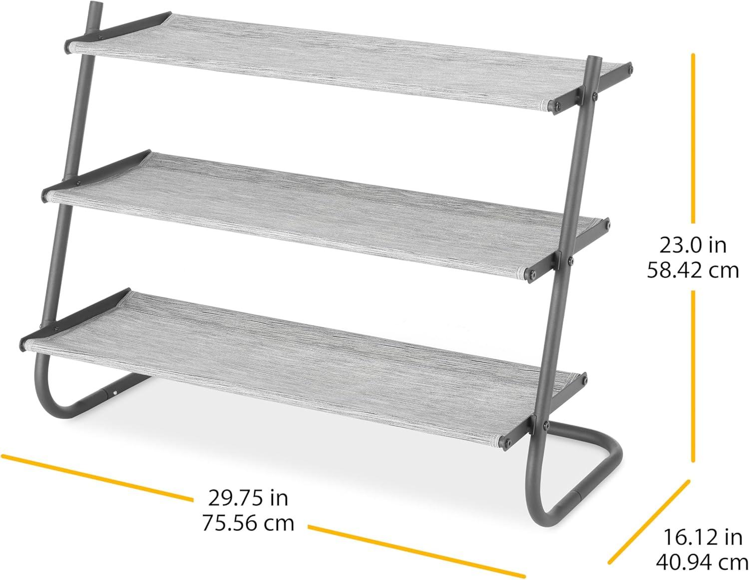 Gray 4-Tier Stackable Metal Shoe Rack