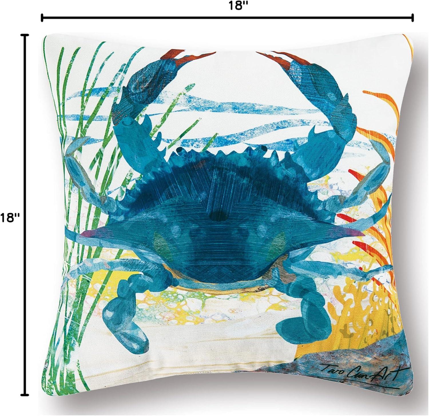 Blue Crab Coastal Indoor/Outdoor Decorative Throw Pillow