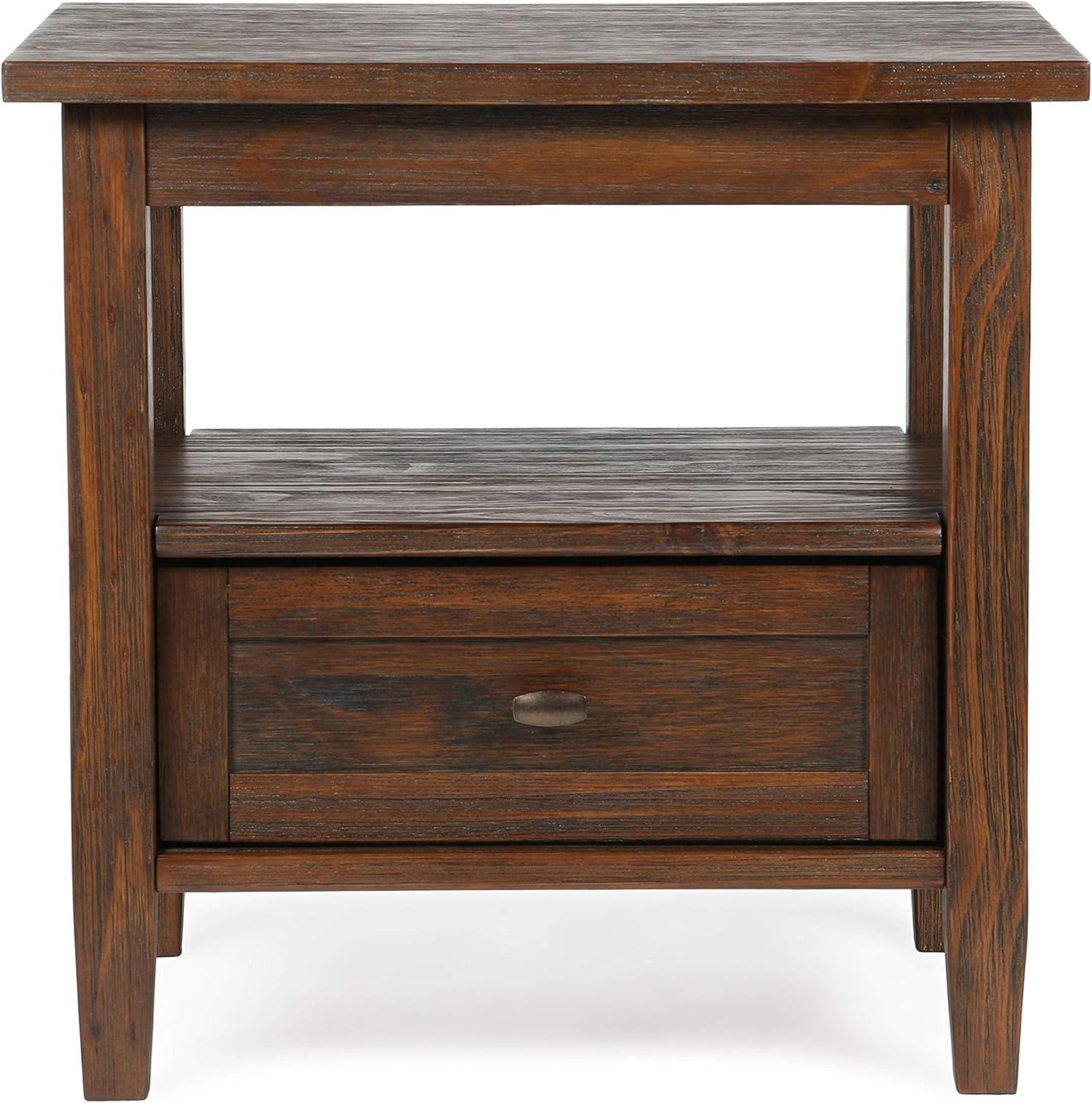 Warm Shaker Solid Wood End Table with Storage