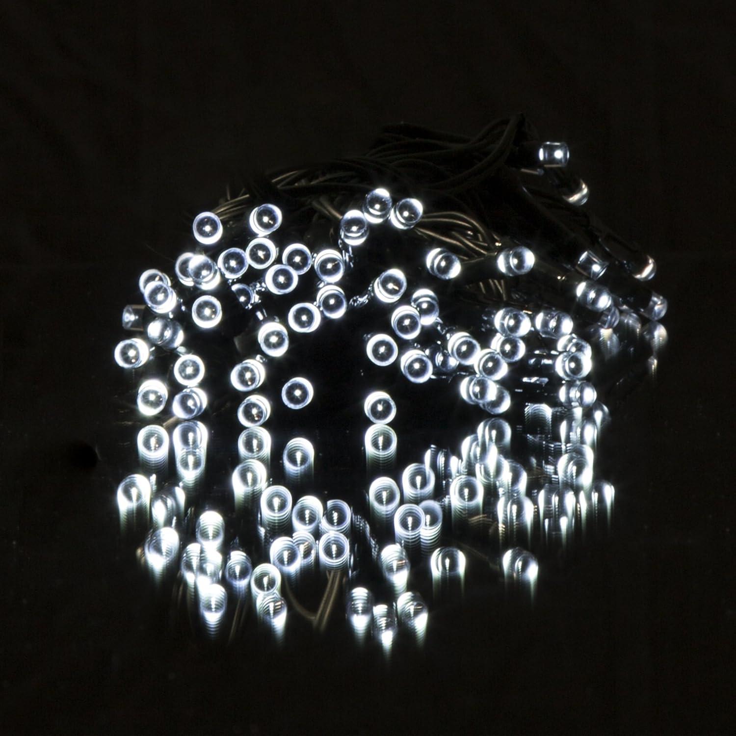 Pure Garden 39-Foot Solar Powered LED String Lights with 100 White Bulbs