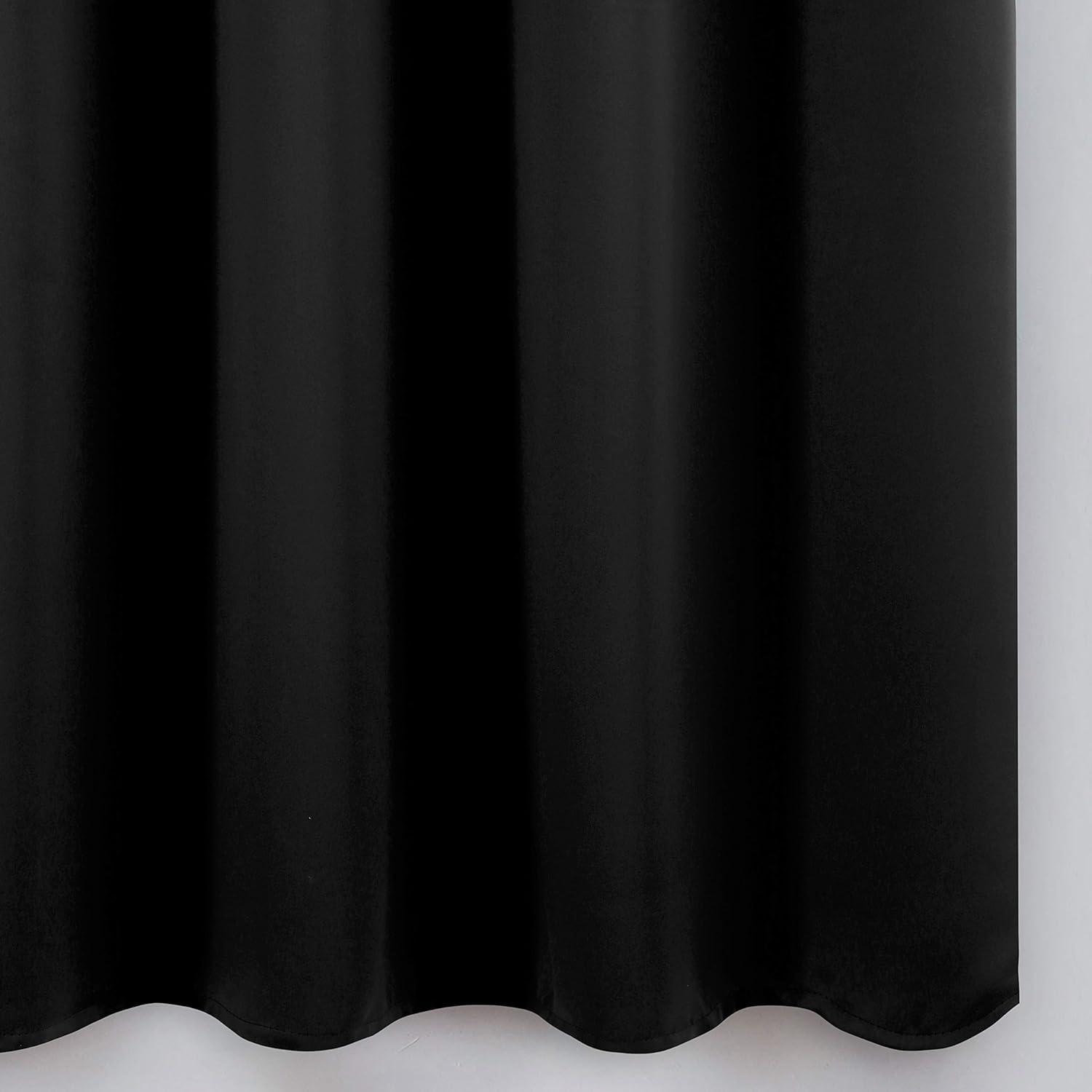 Coodeto Short Blackout Curtains Black, Set of 2, W52 x L63 - Blackout Curtains for Kitchen and Kids Bedroom