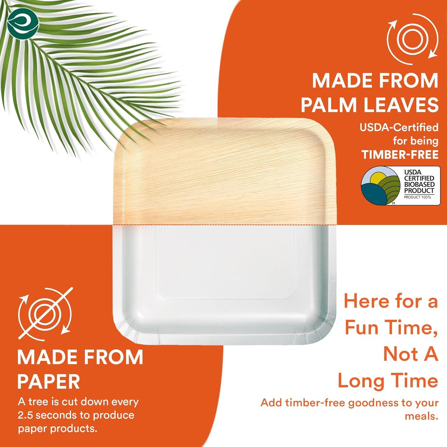 Ecosoul Home - Palm Leaf Plates 8 In Sqr - Case Of 8-20 Ct