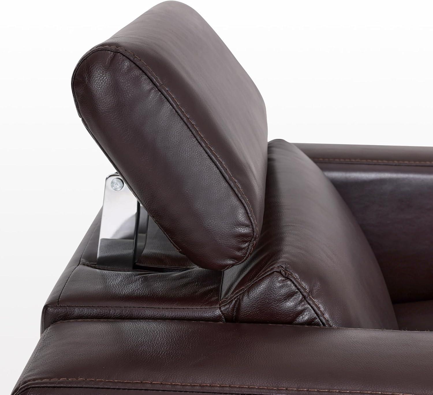 MCombo Wall-Hugger High Leg Power Recliner Chair with Adjustable Headrest and USB&Type C Dual Charge Ports for Living Room, Office, and Small Spaces, HL128 (Faux Leather, Brown)