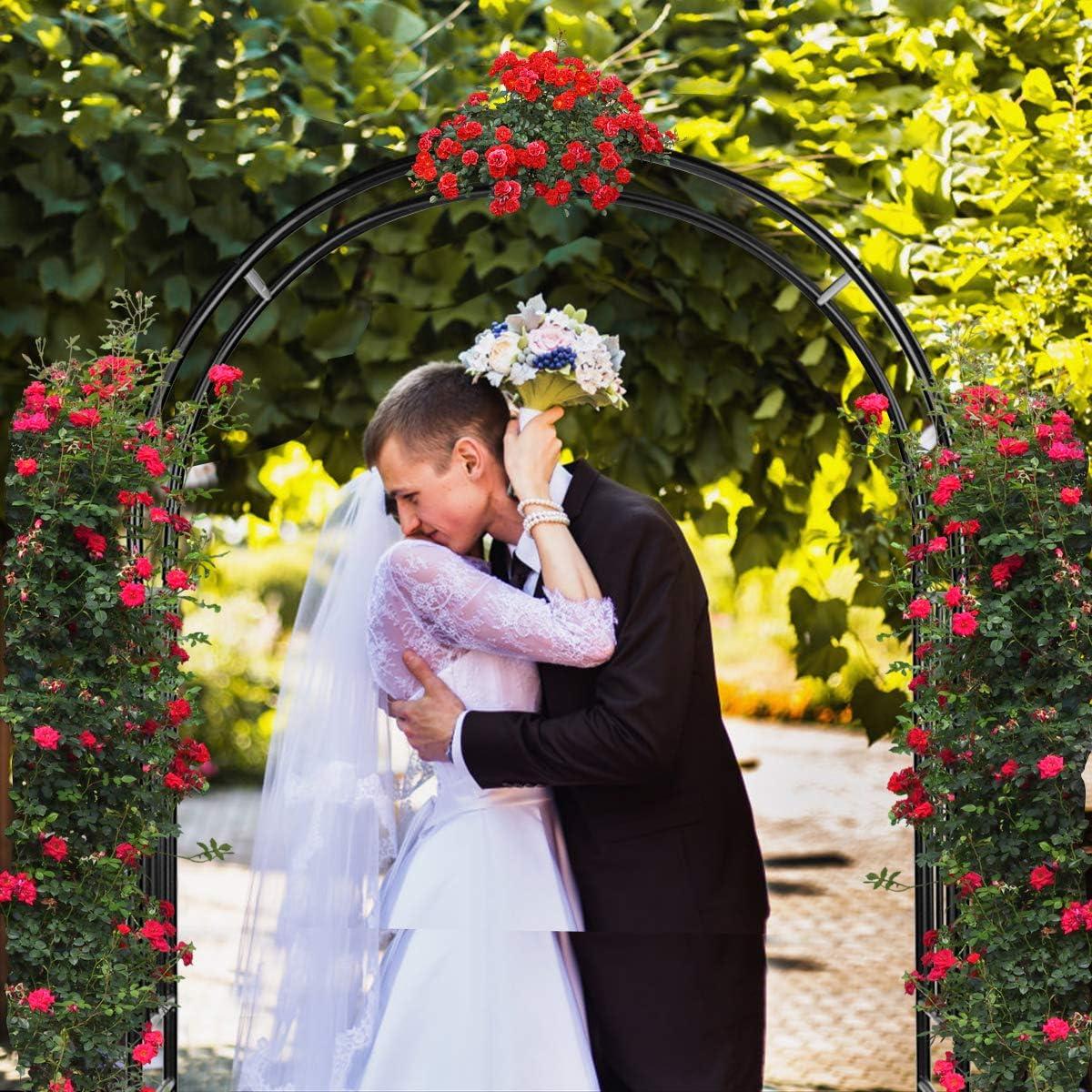 Gymax 7.2Ft Garden Arch Steel Arbor Wedding Garden Decoration Climbing Plants w/Stakes