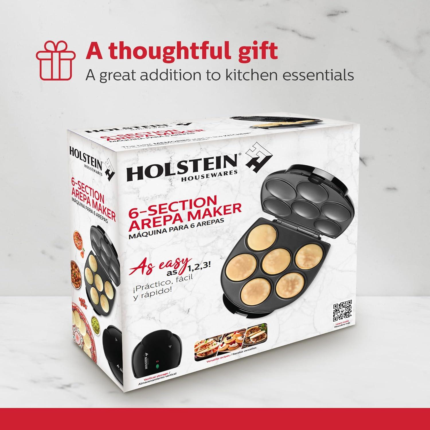 Black Non-Stick 6-Arepa Maker with Safety Lock Lid