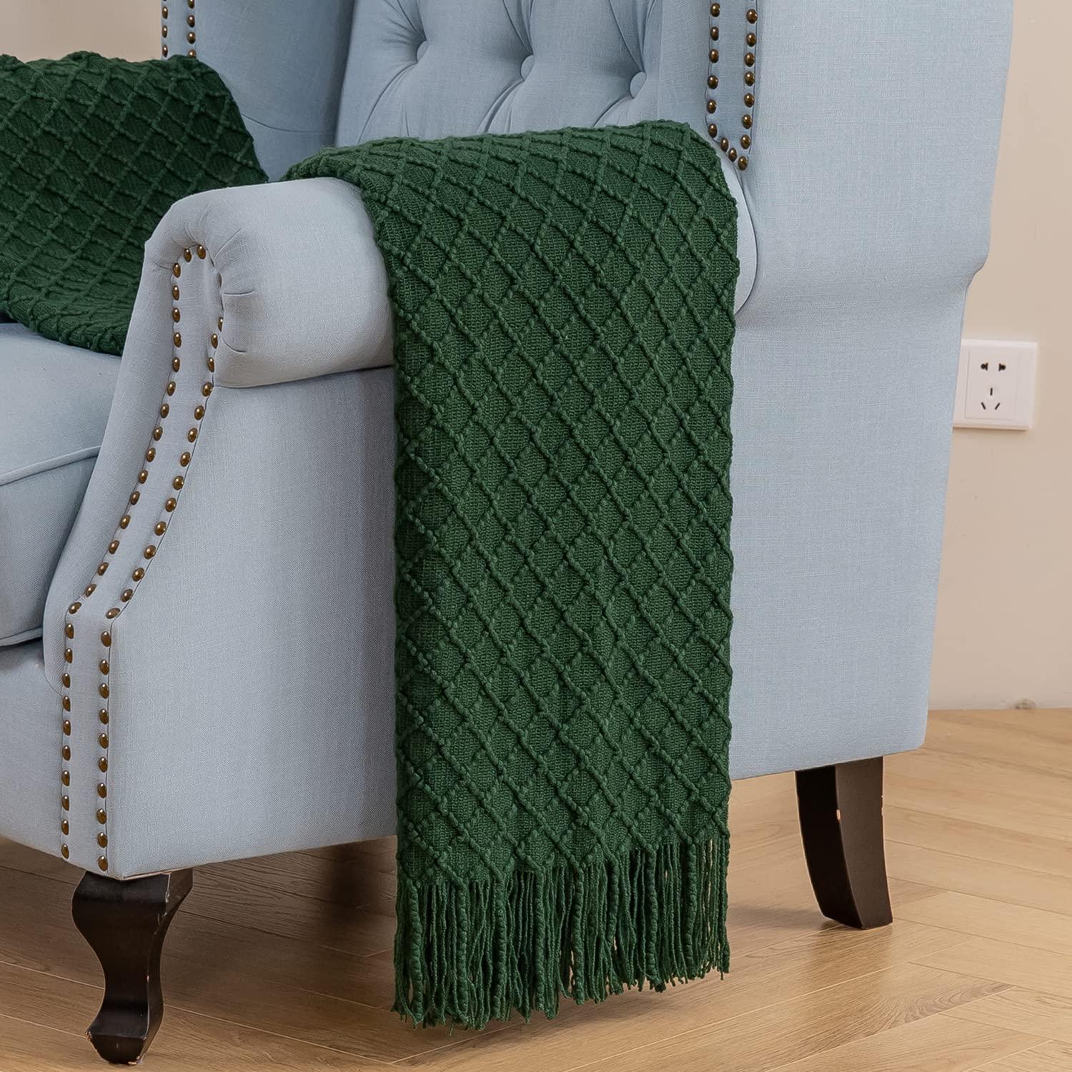 Lunarose Throw Blanket for Couch,Soft Cozy Knit Blanket,Lightweight Decorative Throw for Sofa Chair Bed Travel and Living Room-All Seasons Suitable for Women,Men and Kids (White-Wave, 50"x60")