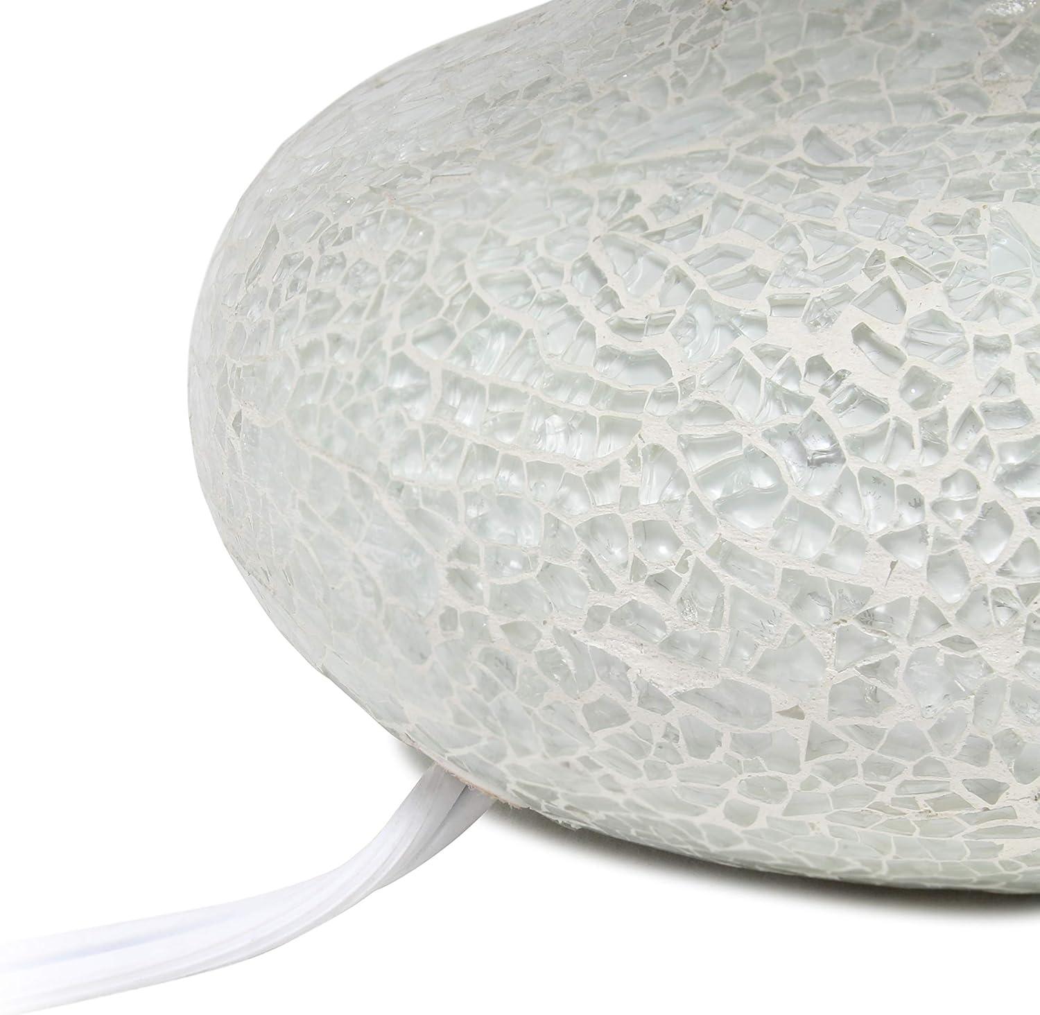 Mosaic Tiled Glass Genie Table Lamp with Fabric Shade White - Simple Designs