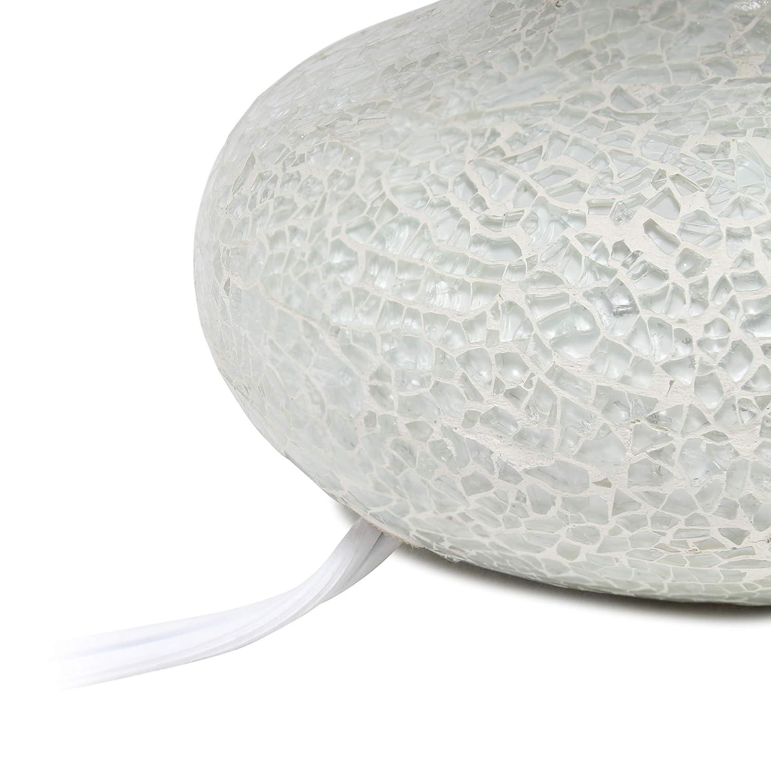 Mosaic Tiled Glass Genie Table Lamp with Fabric Shade White - Simple Designs