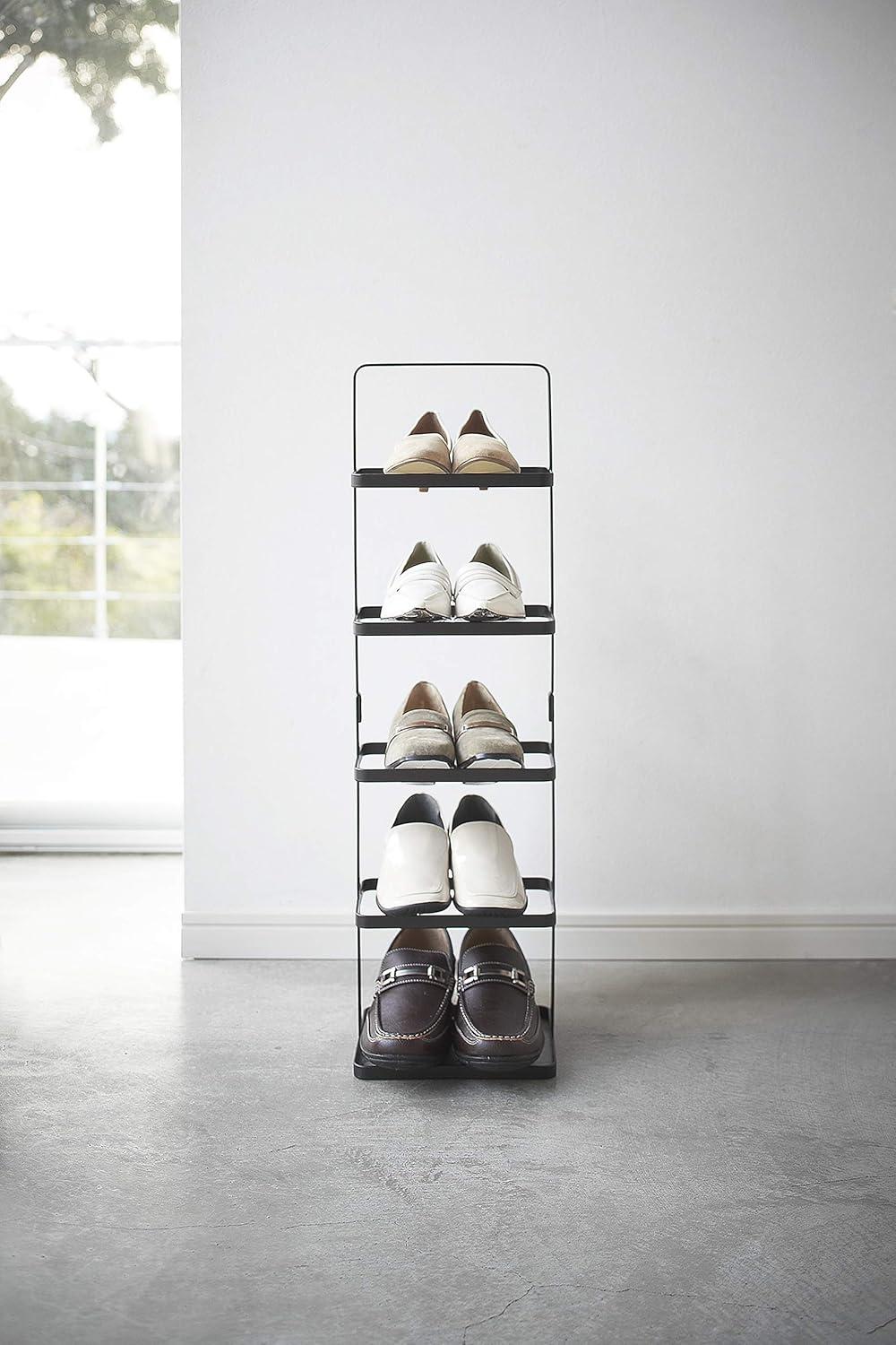 Yamazaki Home Steel Upright 5 Pair Shoe Rack with Handle