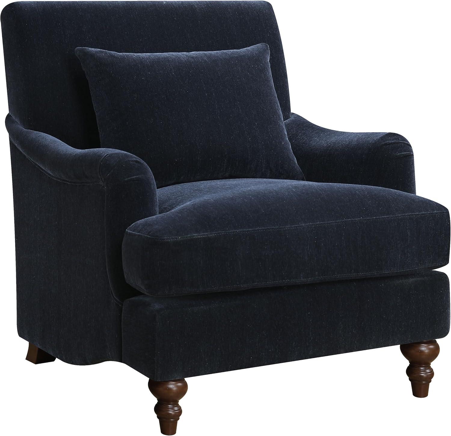 Coaster Traditional Velvet Upholstered Accent Chair with Turned Legs in Blue