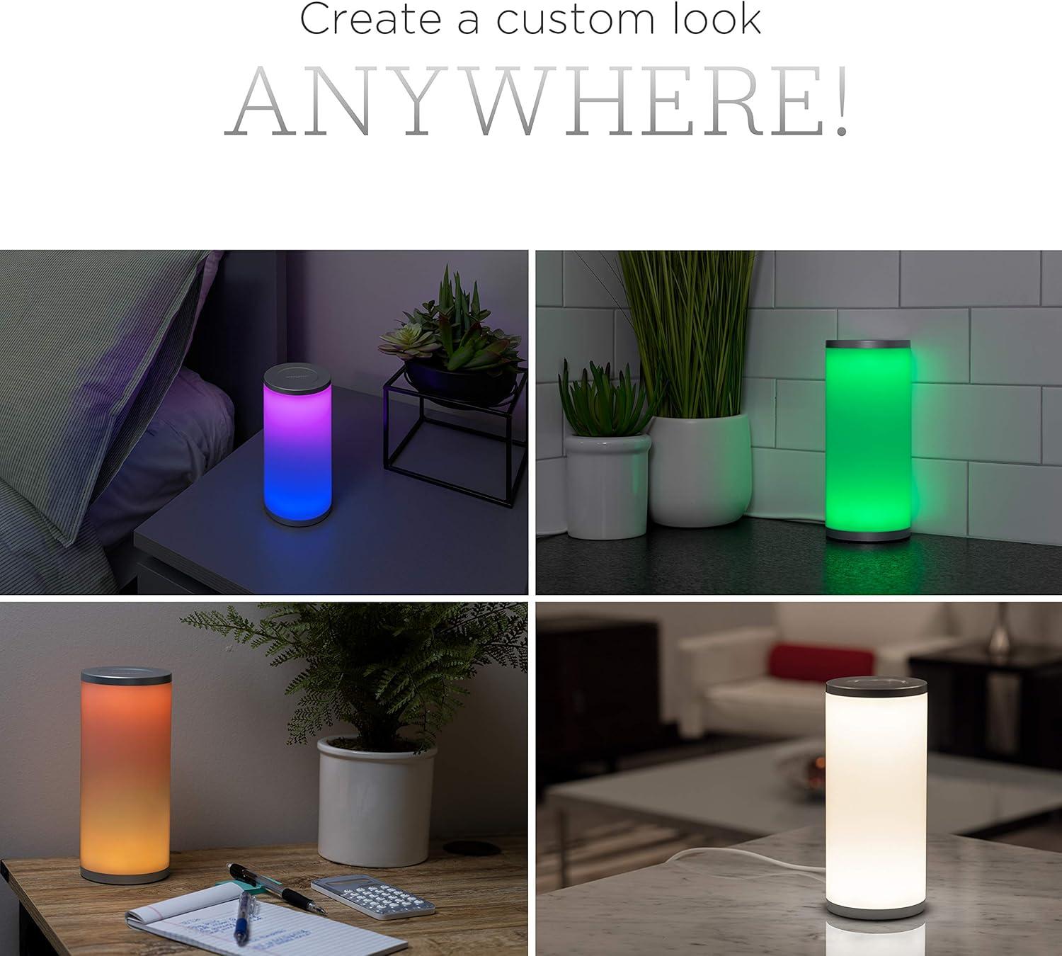 Seasons Color Fusion Lights Table Lamp Silver - Enbrighten: Touch-Controlled, USB Powered, Modern Decor