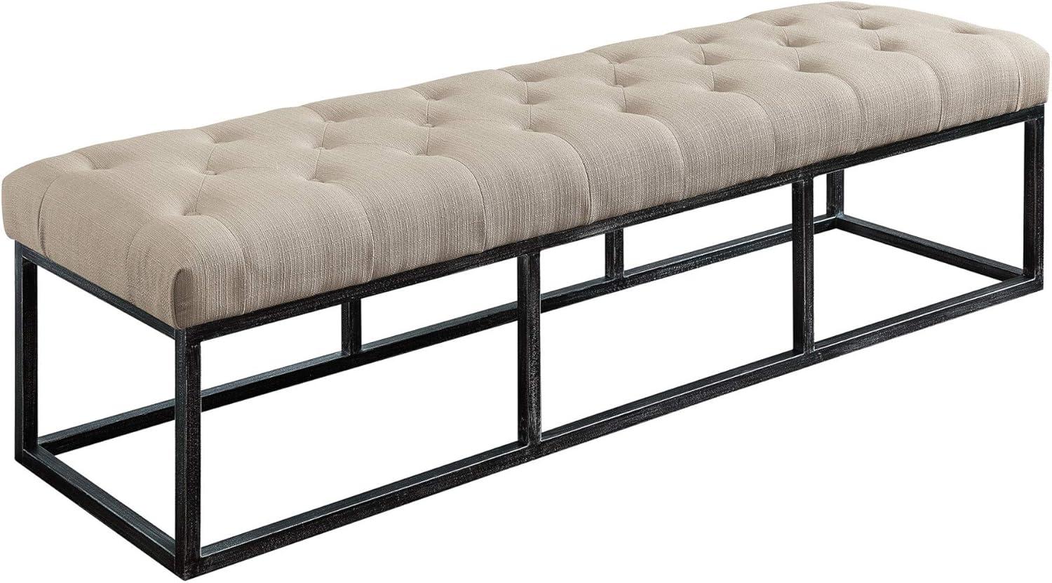 Danes Claire Tufted Bench with Iron Legs, Modern 72.5" Bench for Bedroom or Living Room