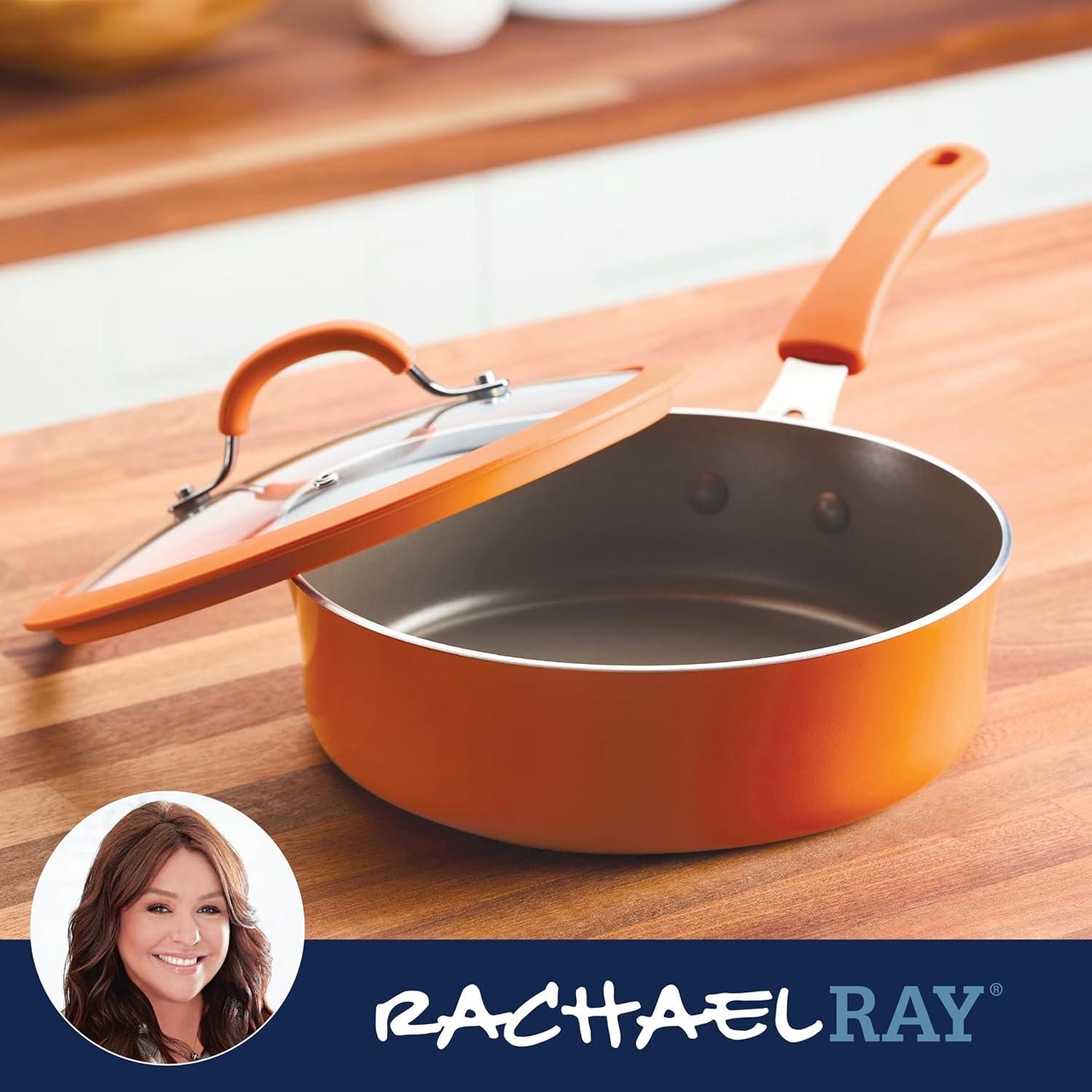 Rachael Ray Rachael Ray Cook & Create Nonstick Saute Pan With Lid, 3 Quart, Orange