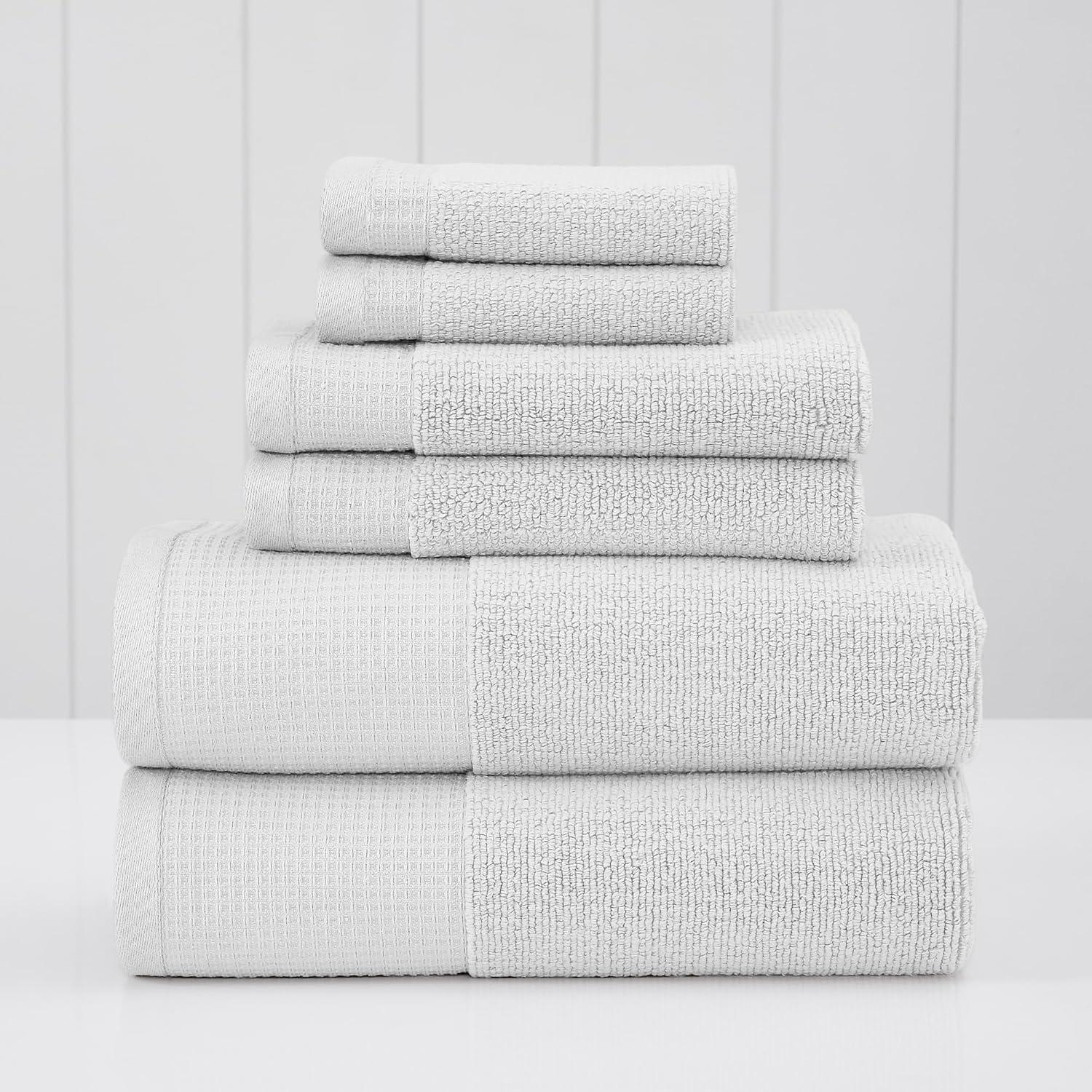 Modern Threads Drucilla 6-Piece 100% Combed Cotton Yarn Dyed Cobblestone Jacquard Towel Set