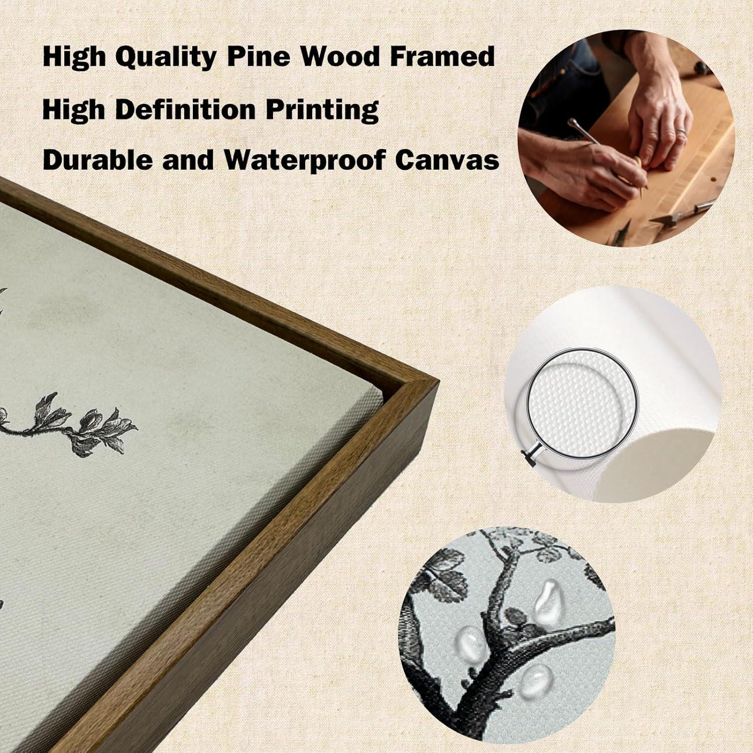 Vintage Botanical Wall Art Prints - Black and White Sketch Art Decor - Antique Pictures and Rustic Paintings for Living Room Bedroom - 12"x16" Unframed